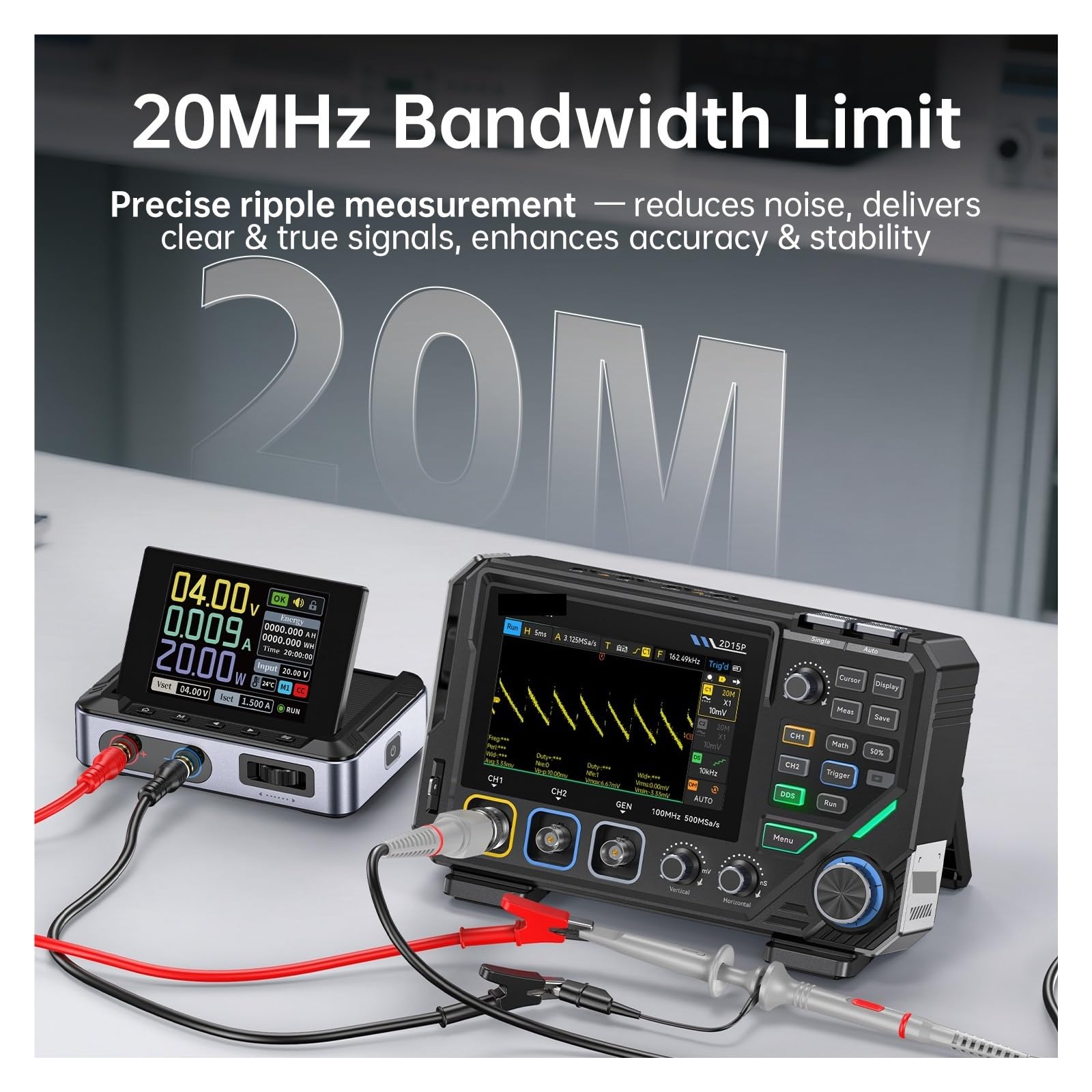 Osciloscopio digital 3 en 1, multímetro y generador con pantalla táctil de 2 canales 100 MHz Instrumento de medida