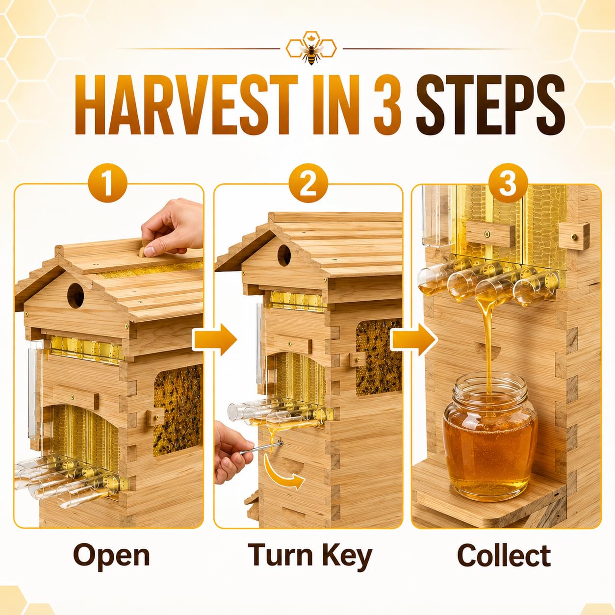 Arnia per Api con Flow Frames, Raccolta Diretta del Miele, Arnia in Legno Naturale per Giardino e Home Apiary