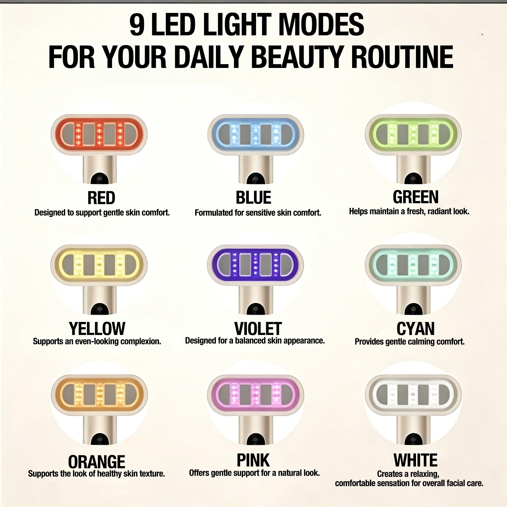 Dispositivo antirughe e antietà 9 in 1 con terapia a luce LED, massaggiatore elettrico per occhi EMS, calore e vibrazione, testina rotante a 90° per occhiaie, borse e linee sottili