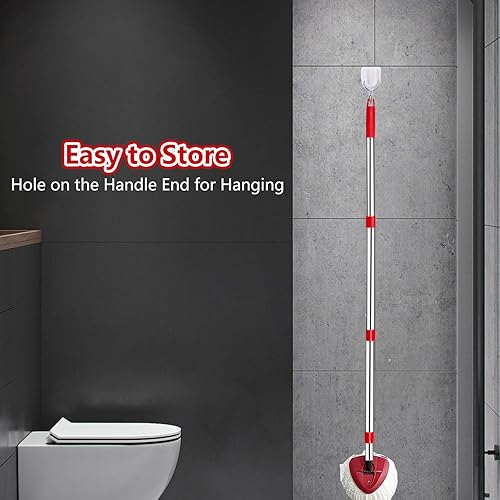 Miniatura 6 de 2 piezas de mango de repuesto de trapeador giratorio de 4 secciones, mango de trapeador de acero inoxidable de 30 a 58 pulgadas, piezas de repuesto