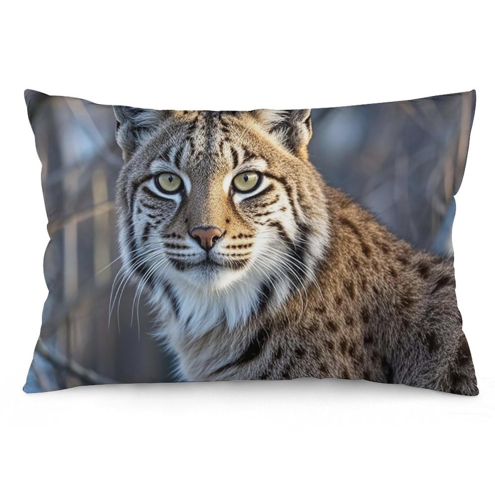 Velvet Pillowcases Standard Size 12 "x20, Ultra Soft Breathable Pillow Cases for Bed, Luxury Cozy Fuzzy Pillow Shams, Lumbar Pillow Cover, Wild Bobcat Cushion Case Home Decor