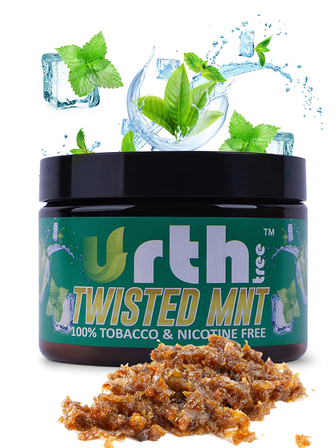 UrthTree Hookah Flavors, Shisha Herbal Molasses, Tobacco Free And Nicotine Free, 250 gram - 8.8 Ounce, Premium Variety Flavors, Made 100% From Apple Skin (Mint)