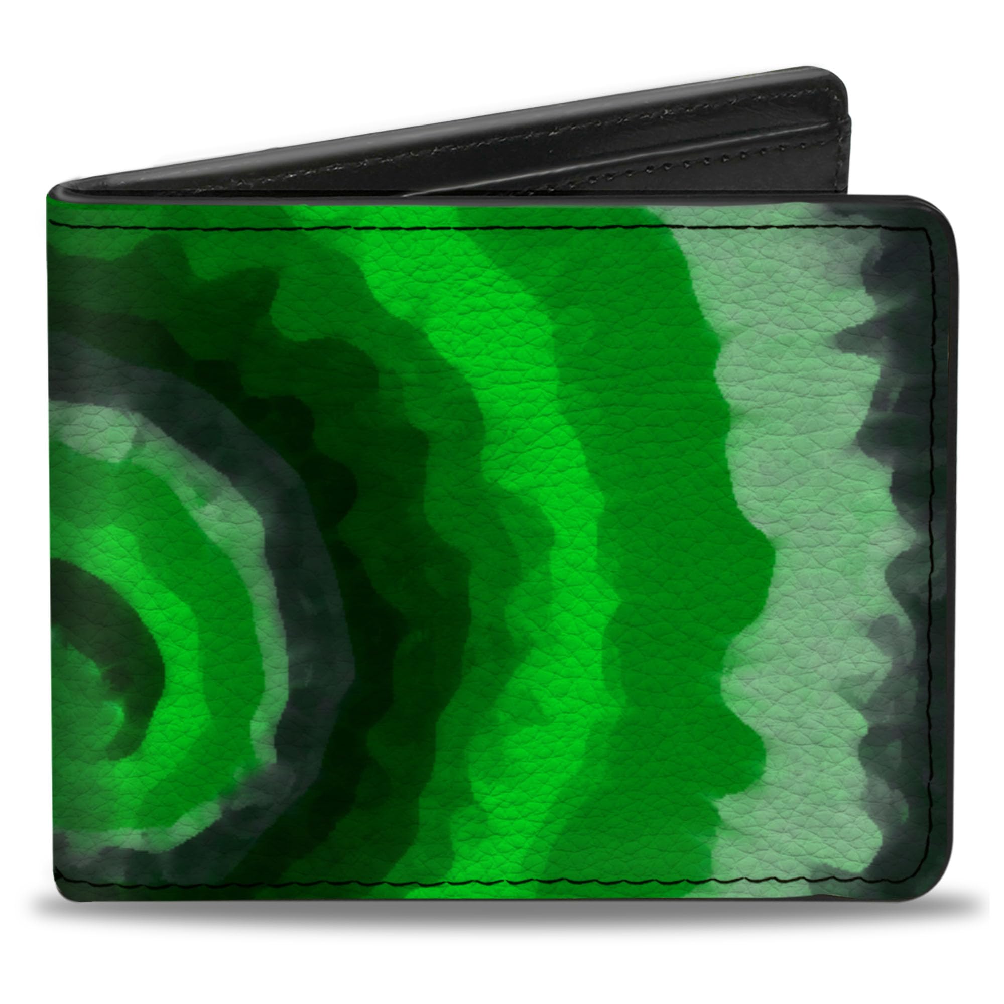 Buckle-Down Men's PU Bifold Wallet-Tie Dye Swirl Green/Blue/Purple, Multicolor, 4.0