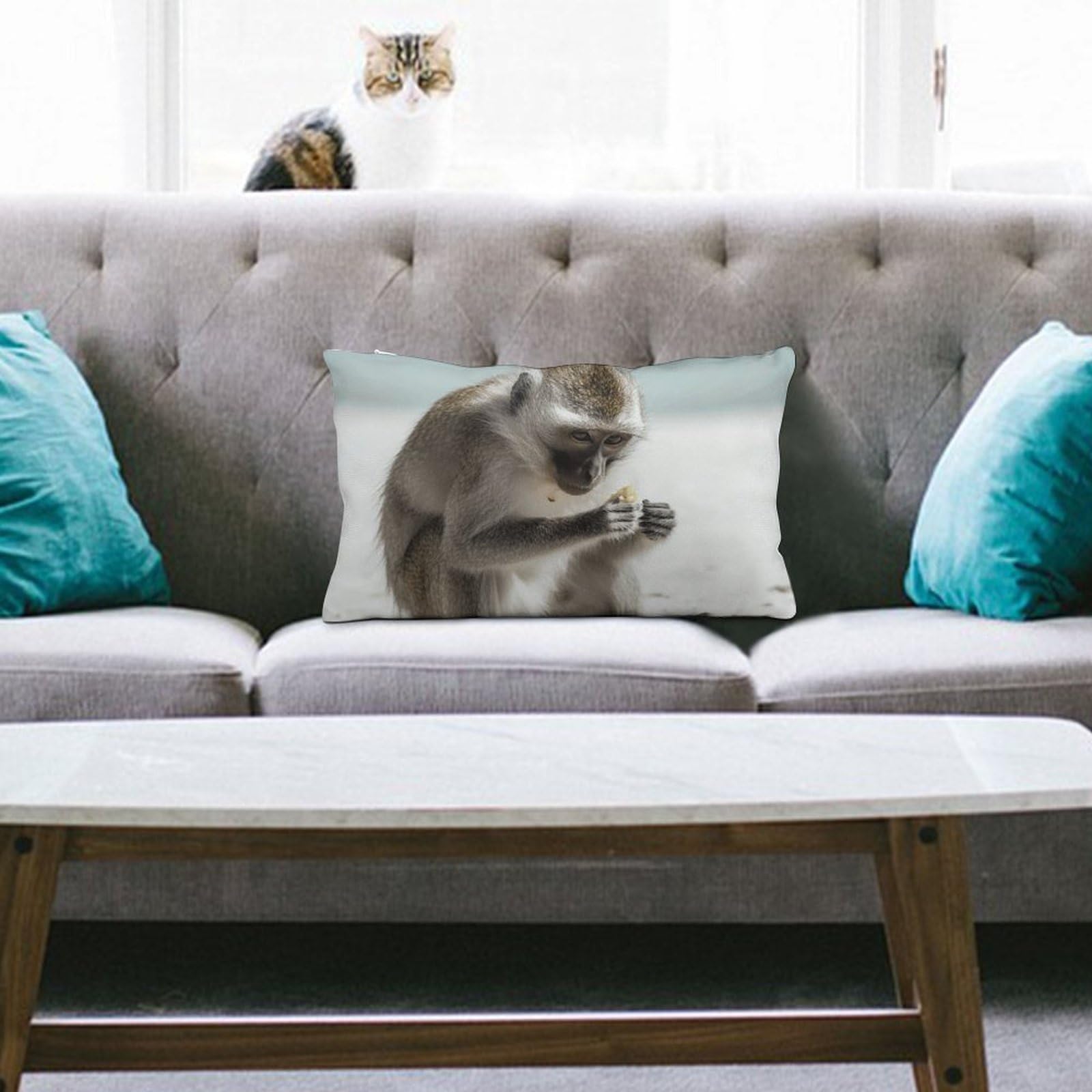 NTVOWPZO Decoration Throw Pillow Covers 8"x12" Pillowcases Covers Monkey on The Ground Soft Pillowcases Modern Farmhouse Home Decor Sofa Cushions Covers for Couch Bed Living Room