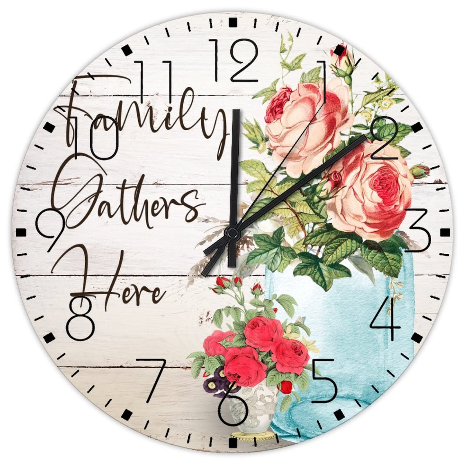 Horloge en bois aquarelle florale pour décorer une classe