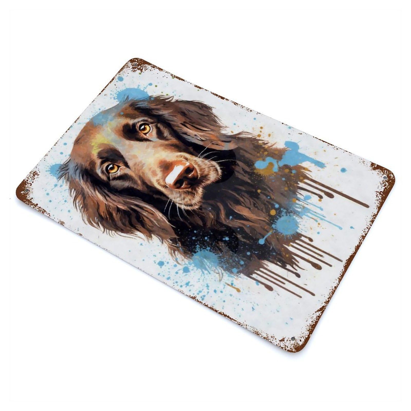 Retro Metal Sign with Brown Flatty Portrait Design 11.8"x7.9", for Living Room, Hallway And Home Decor, Farmhouse Wall Decor