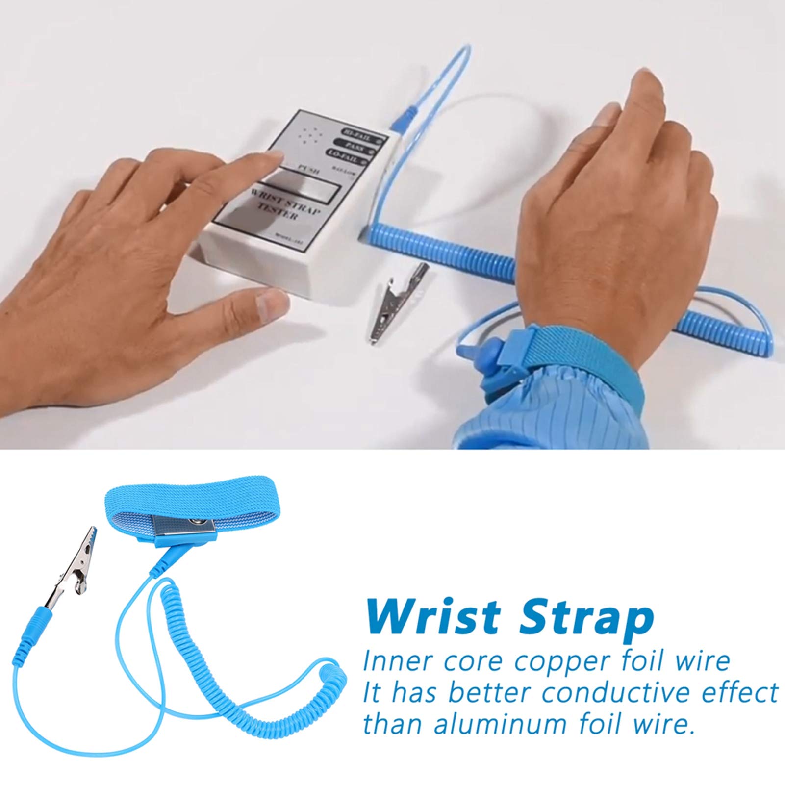 10Pcs PU Anti Static Wrist Strap, Adjustable Strap Anti Shock Wristband Bracelet, Anti Static Bracelet for Factory Environment, Electronic Maintenance, Dust Workshop