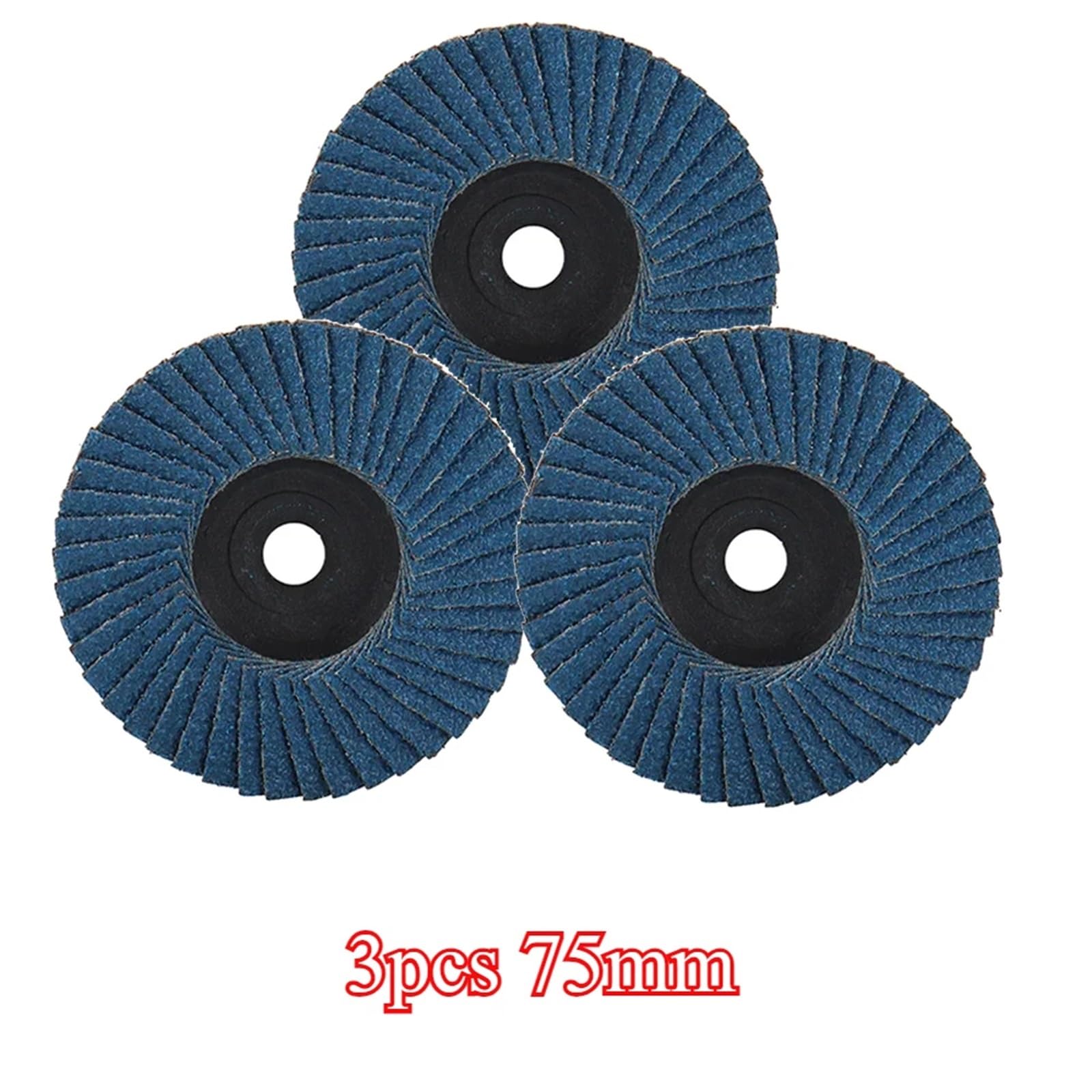Flache Fächerscheiben, 75 mm, 7,6 cm, Schleifscheibe für Winkelschleifer, Metall, Polieren, Holz, Schleifmittel (3 Stück - 75 mm)