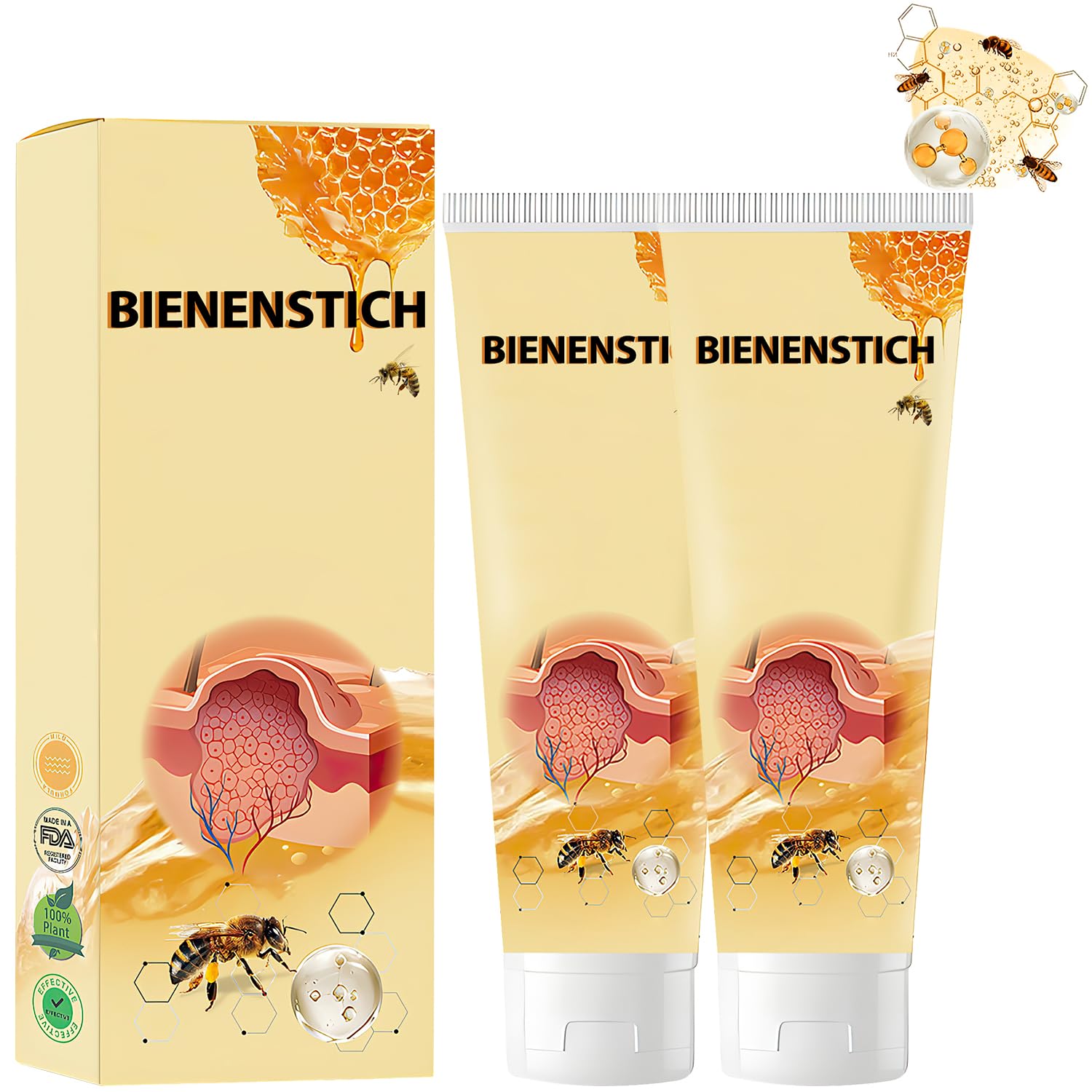 HongChengSM Bee Venom Treatment Cream, 2024 Professional New Bee Venom Repair Cream, Hydrating Moisturizing Treatment Cream for Men and Women, 1Fl Oz (2Pcs)