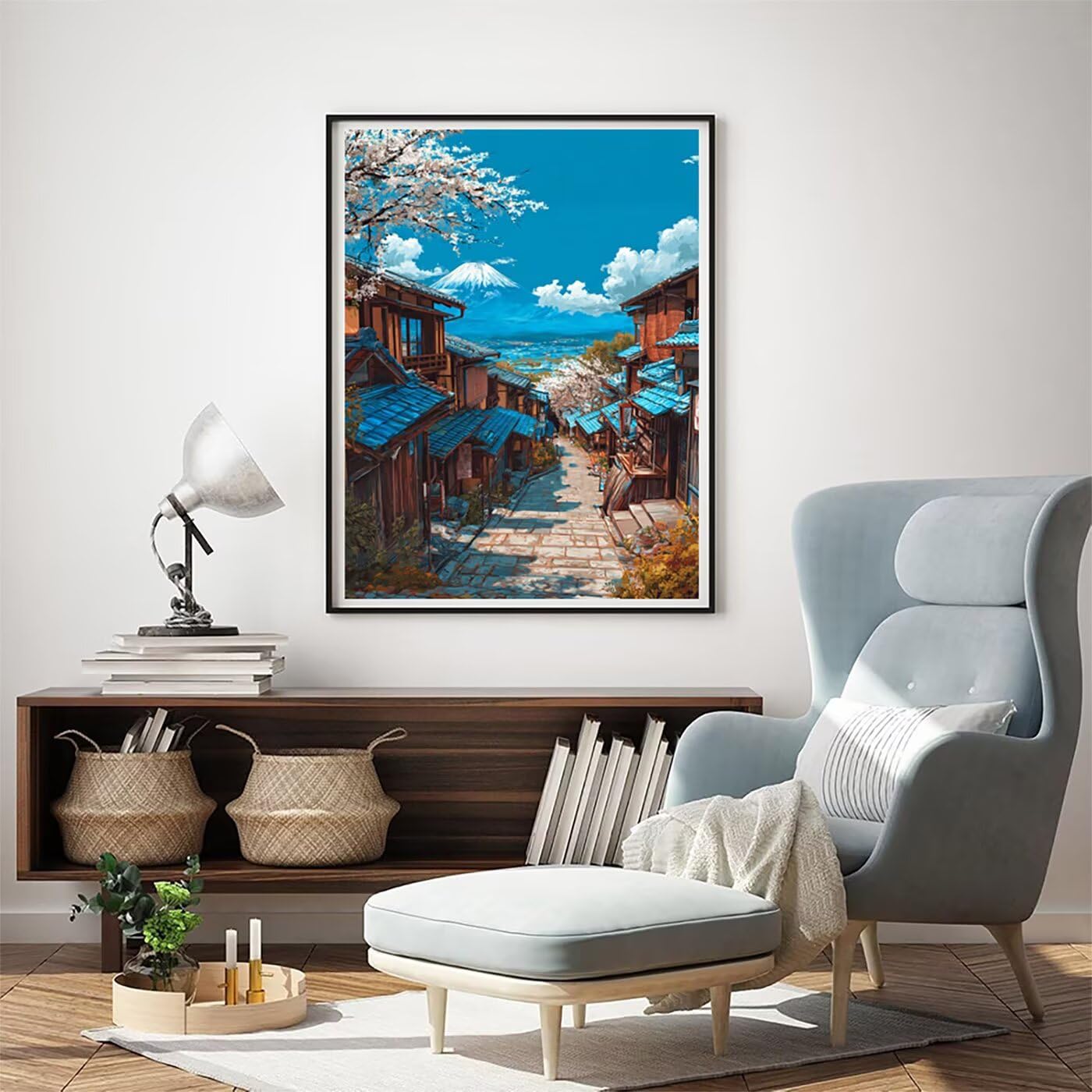 Landschaft Japan Malen Nach Zahlen Erwachsene, Paint by Numbers Adult Anfänger Kreativ Set für, Heimwerk Malen Nach Zahlen Kinder, Pinsel und 36 Acrylfarbe Als, für Deko Wohnzimmer 60 x 80 cm BJHWK153