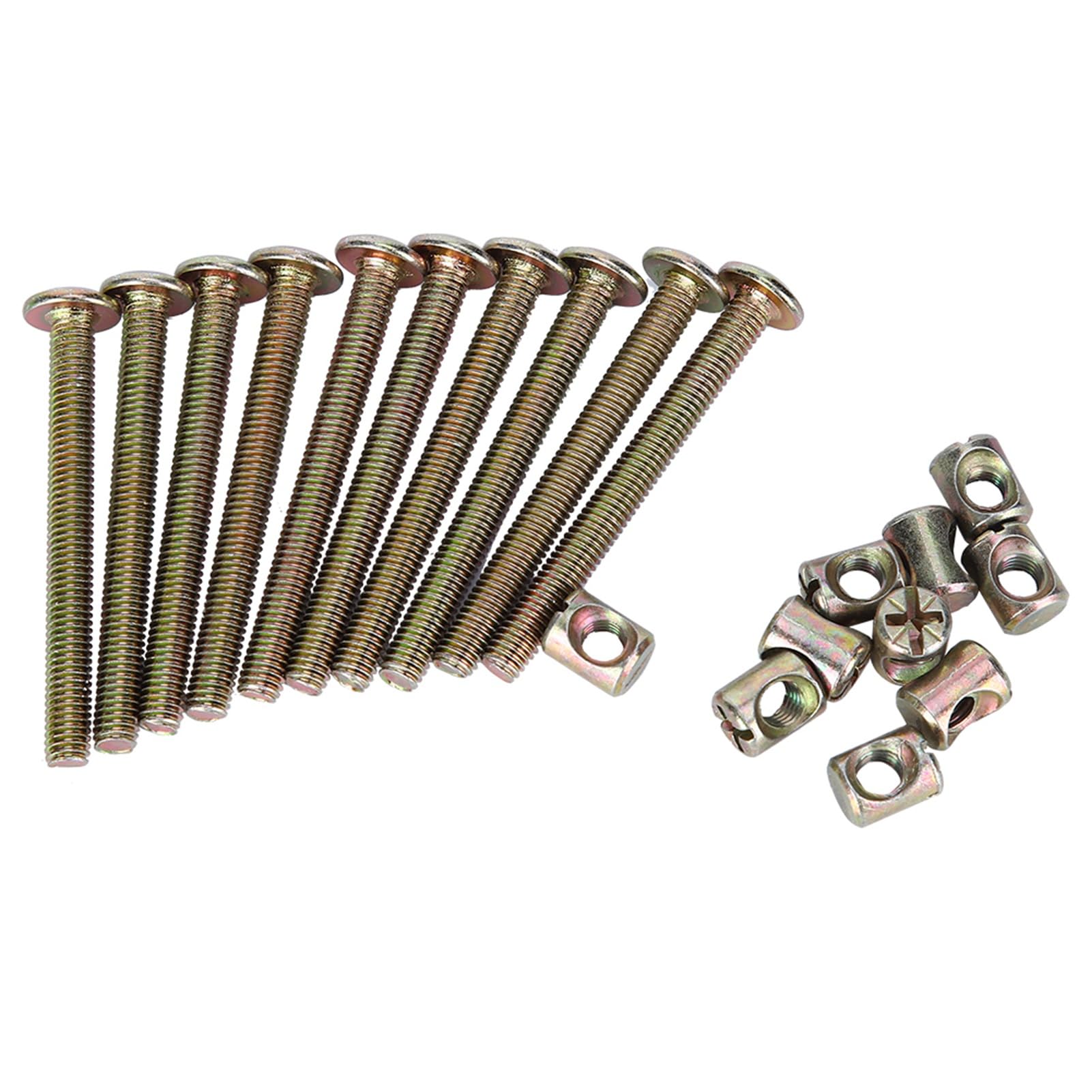 Walfront Silver Furniture Bolt, 10 Pcs M6 Carbon Steel Furniture Bolts With Barrel Nuts Dowel Nut Connector Bolt Fastener(60Mm)