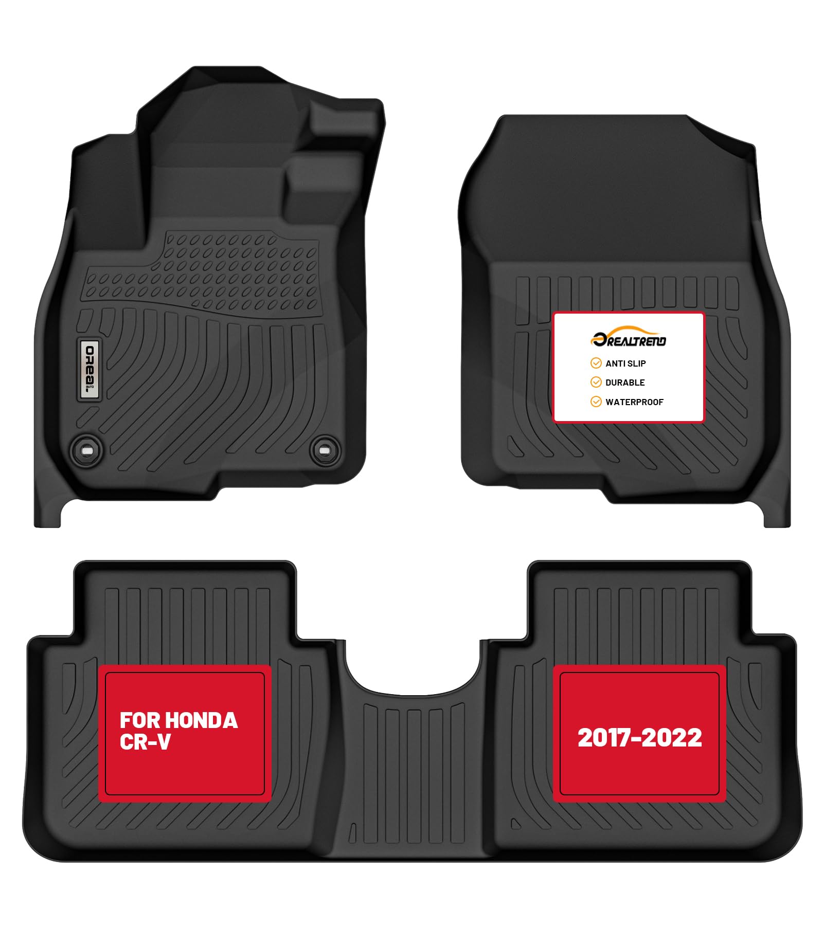 orealtrend Car Floor Mats Replacement for Honda CR-V CRV 2017-2022 Heavy Duty All Weather Guard Front & Rear Carpet-Custom Fit-Tough/Durable/Odorless