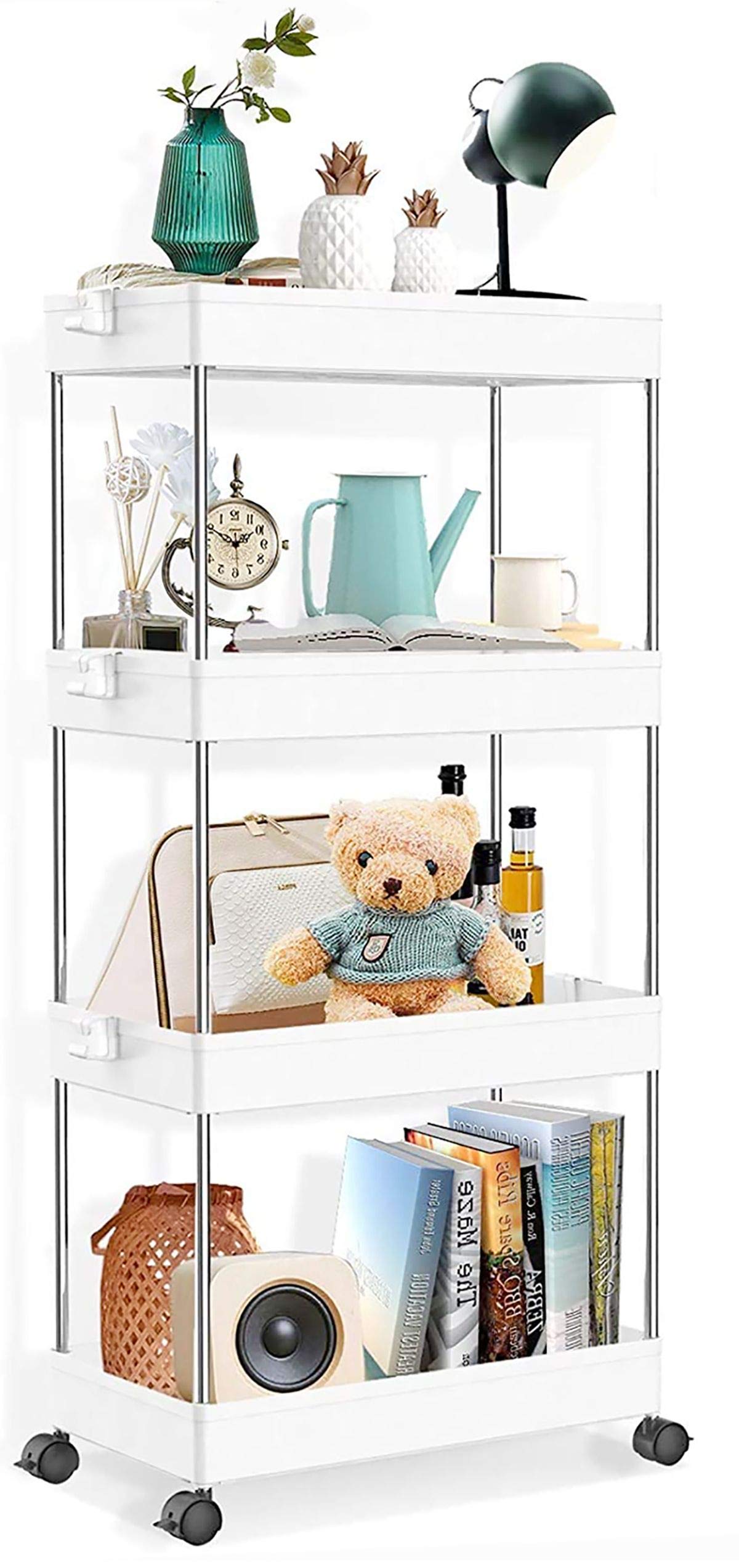 四段式のスタイリッシュで実用的な収納カート ラック ワゴン