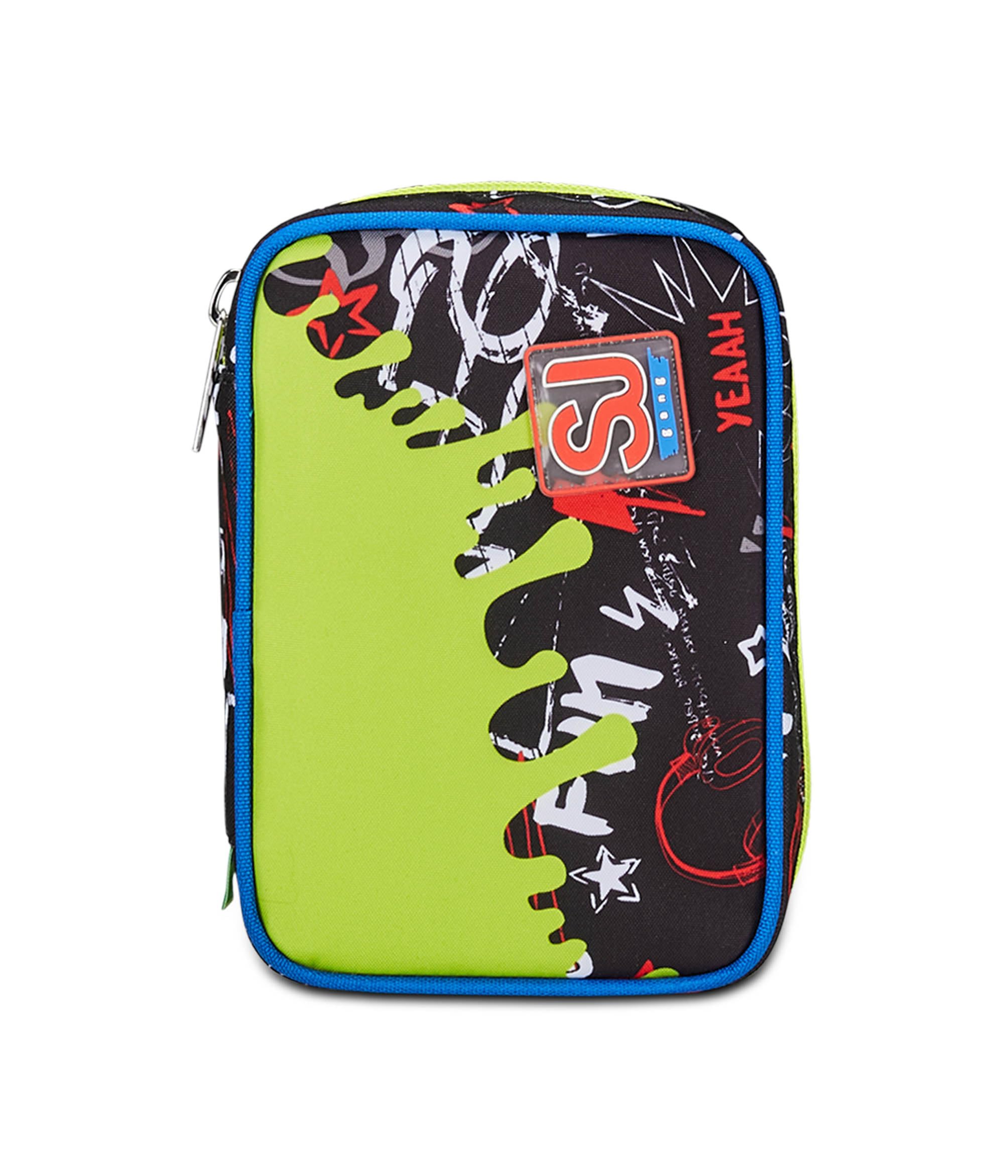 SJ Gang Astuccio Scuola Speed Pad, Verde Nero, Portapenne Mono Scomparto Con Plance Amovibili e Penne, Matite, Colori, Accessori Zaino, Elementari, Medie, Bambino