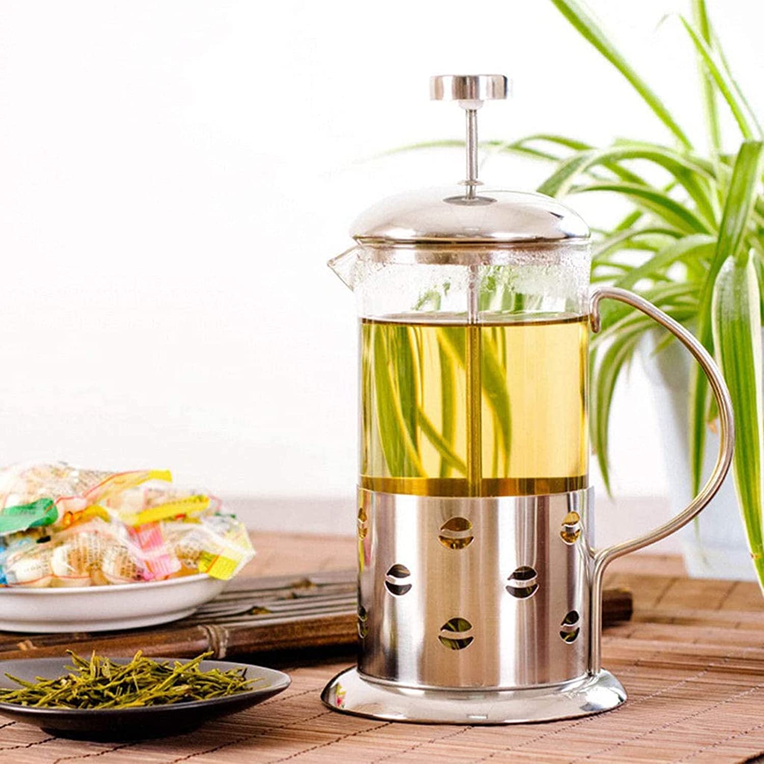 RWRAPS Caffettiera French Press con Filtro Francese in Vetro in Acciaio Inossidabile, stantuffo per pressa da caffè e teiera per casa o Ufficio, 1000 ml (350 ml)