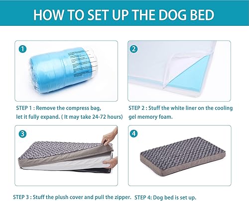 Miniatura 6 de Cama ortopédica de espuma viscoelástica para perros, camas refrescantes para perros extragrandes, cama impermeable para mascotas con funda extraíble