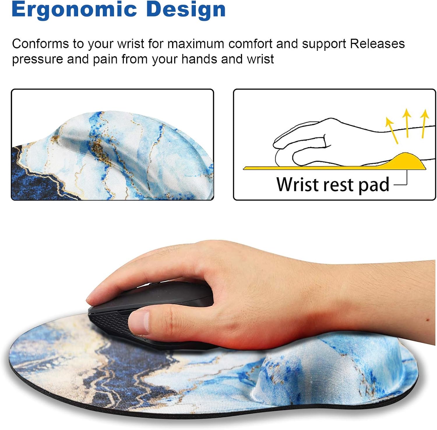 ARTSO Extended Gaming Mouse Pad with Ergonomic Wrist Rest Pad, Non-Slip Desk Mat Protector, Ultra Thick Desk Blotter for Office, Home