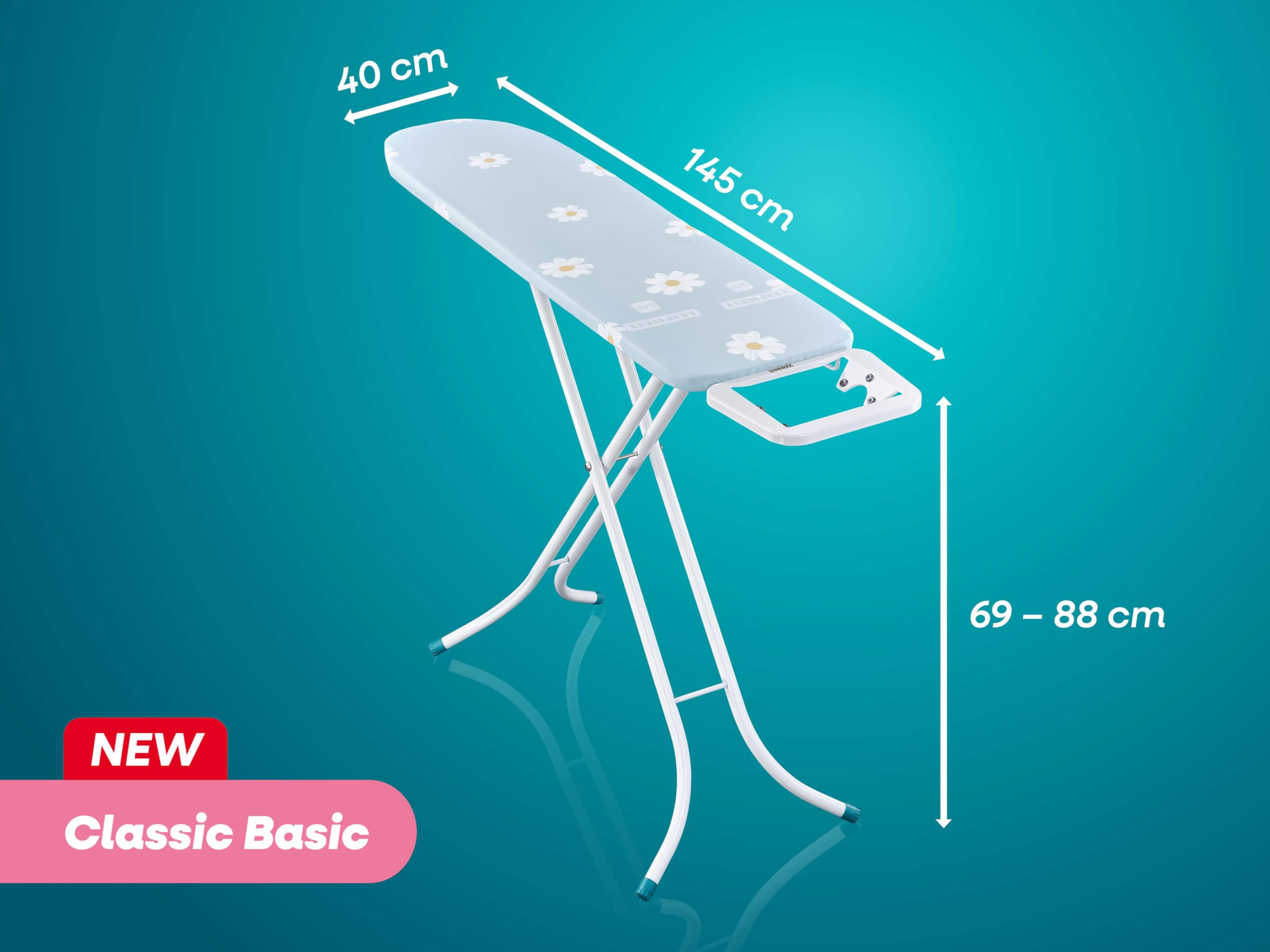 Leifheit Bügeltisch Classic S Basic, Bügelbrett mit 110x30 cm Streckmetall-Bügelfläche, höhenverstellbar bis 88 cm, stabiles Untergestell, Feste Metallablage für das Bügeleisen
