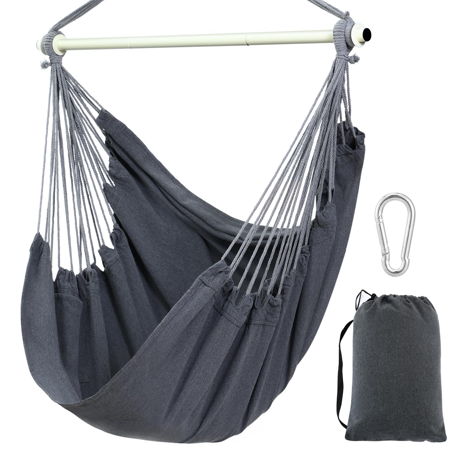Ohuhu poltrona sospesa XL, Sedia sospesa fino a 150 kg - poltrona sospesa da giardino per adulti e ragazze, Indoor & Outdoor per giardino, balcone, camera da letto - Grigio scuro