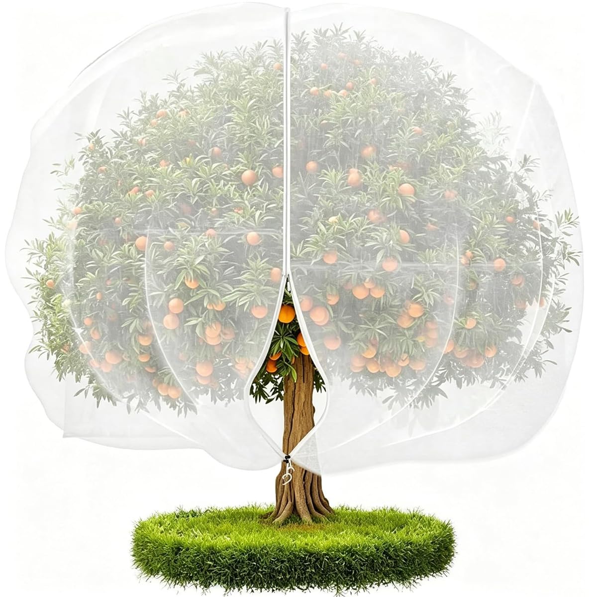 Fruit Tree Netting Bird Protection Cover with Zipper and Drawstring, Mesh Garden Netting for Plants, Fine Garden Netting Mesh for Orchard, Terrace, Farm, 100 x 120 cm