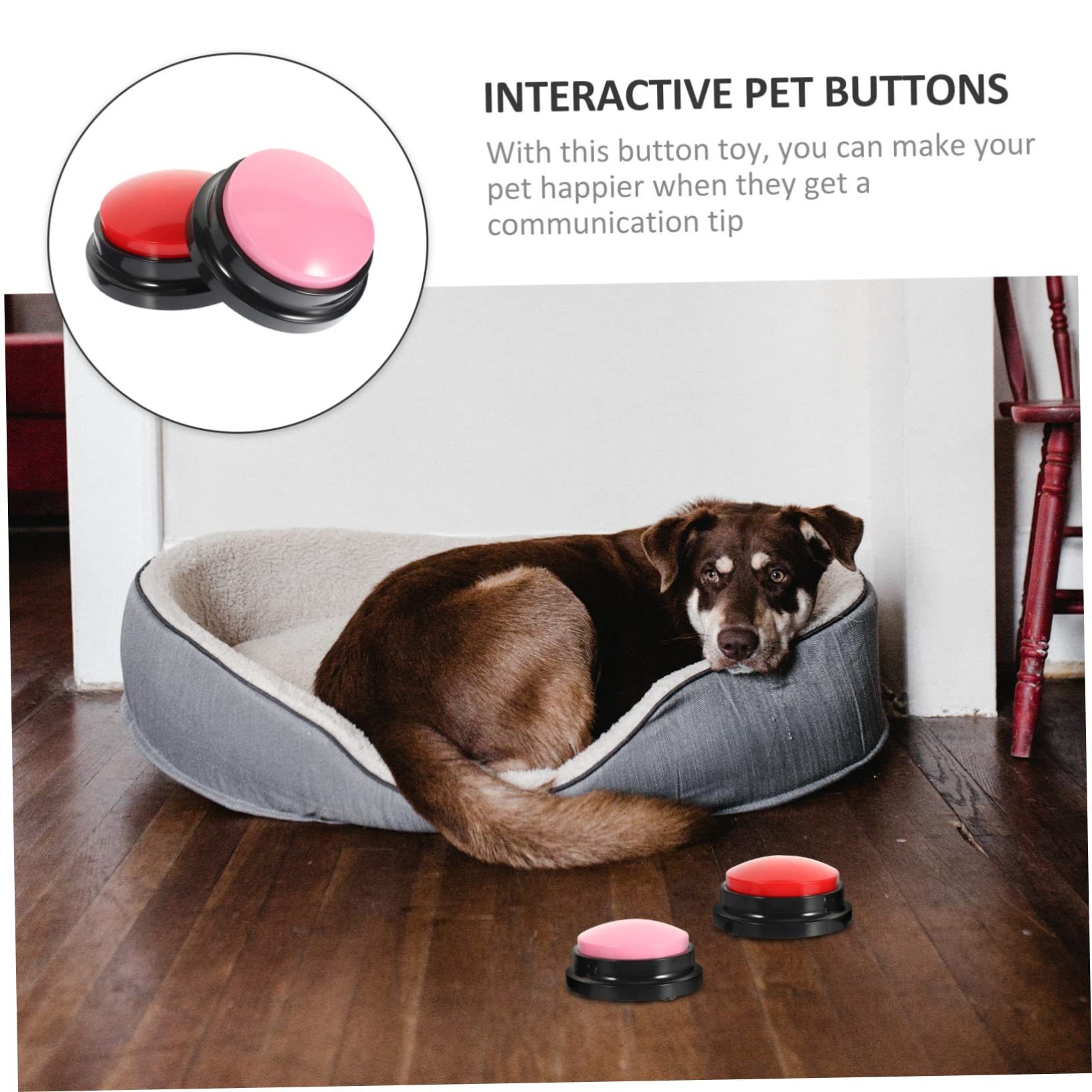 4piezas Botones Interactivos para Paquete De Botones Grabables para Comunicación y Gatos Juguete De Entrenamiento para El Aburrimiento y Comportamientos Destructivos Rojo y Rosa