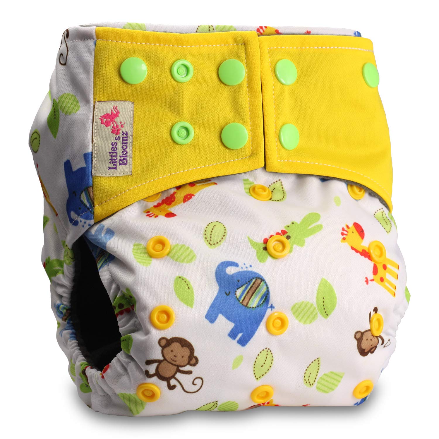 Littles & Bloomz, Reusable Pocket Real Cloth Nappy Washable Diaper Bamboo Charcoal, Pattern 34, with 1 Microfibre Insert
