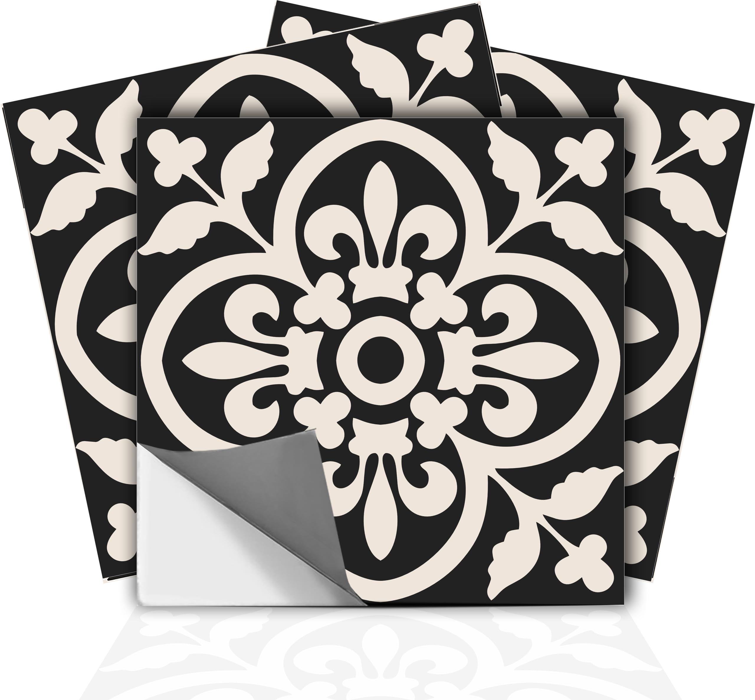 Bleucoin Encaustic Peel and Stick Tile Stickers for Kitchen Backsplash Bathroom- Waterproof Removable Eco Friendly Decals, DIY Vinyl Murals Pack of 24 pcs (4"x4" Inch)