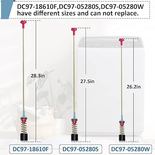 Miniatura 2 de DC97-18610F WA50M7450AWA4 DC97-18610A Kit de varillas de suspensión para arandela Samsung WA50M7450APA4 WA54M8750AWA4 WA50M7450AWA4 WA52M7750AV4A4