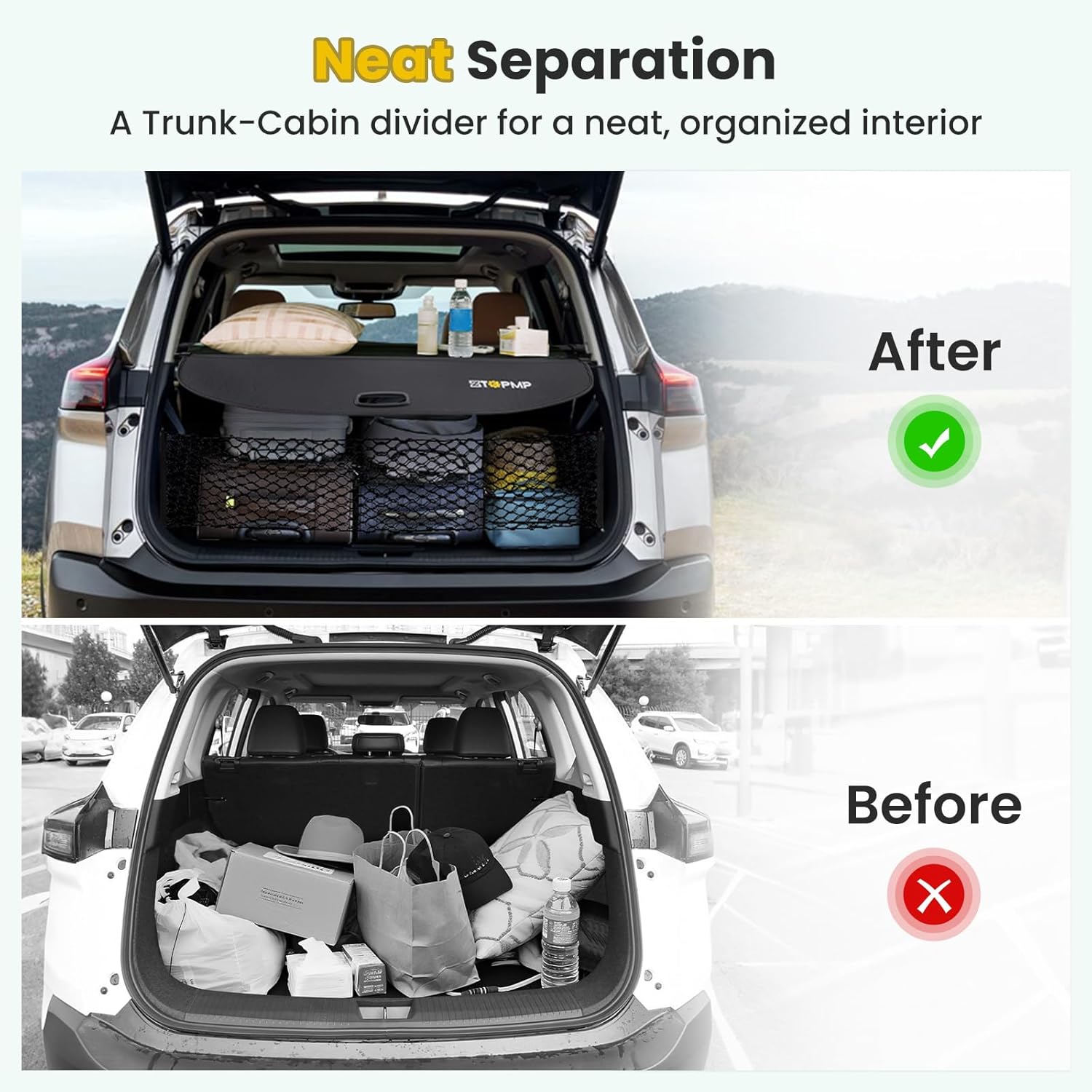 Cargo Cover for Nissan Rogue S SV SL Platinum 2021 2022 2023 2024 2025 2026, Retractable Rear Trunk Cover Luggage Shield Security, Rogue Accessories (Carbon Fiber Leather + Net)