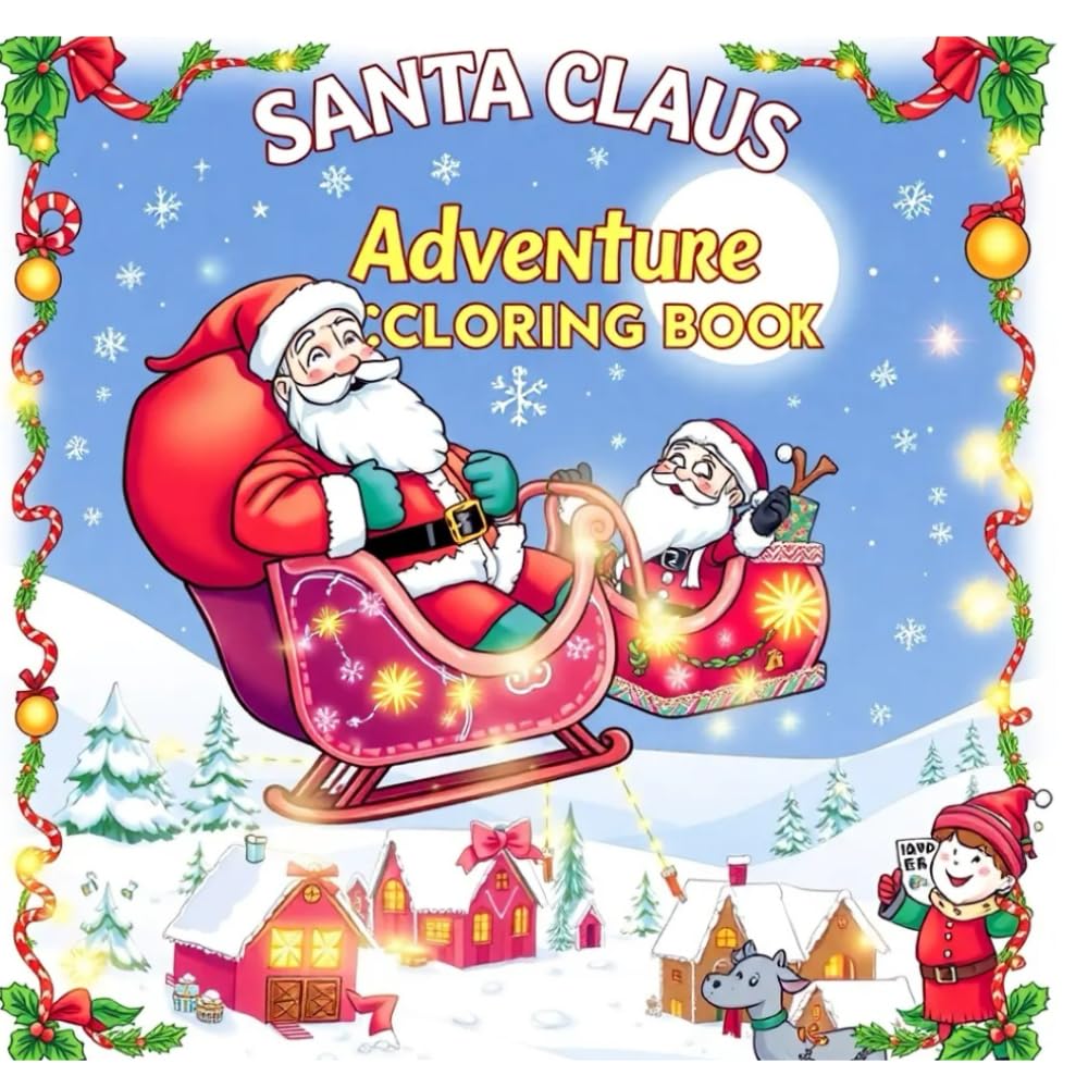 Santa Claus Adventure Coloring Book: Fun and Festive Christmas Coloring Pages for Kids Ages 4–8