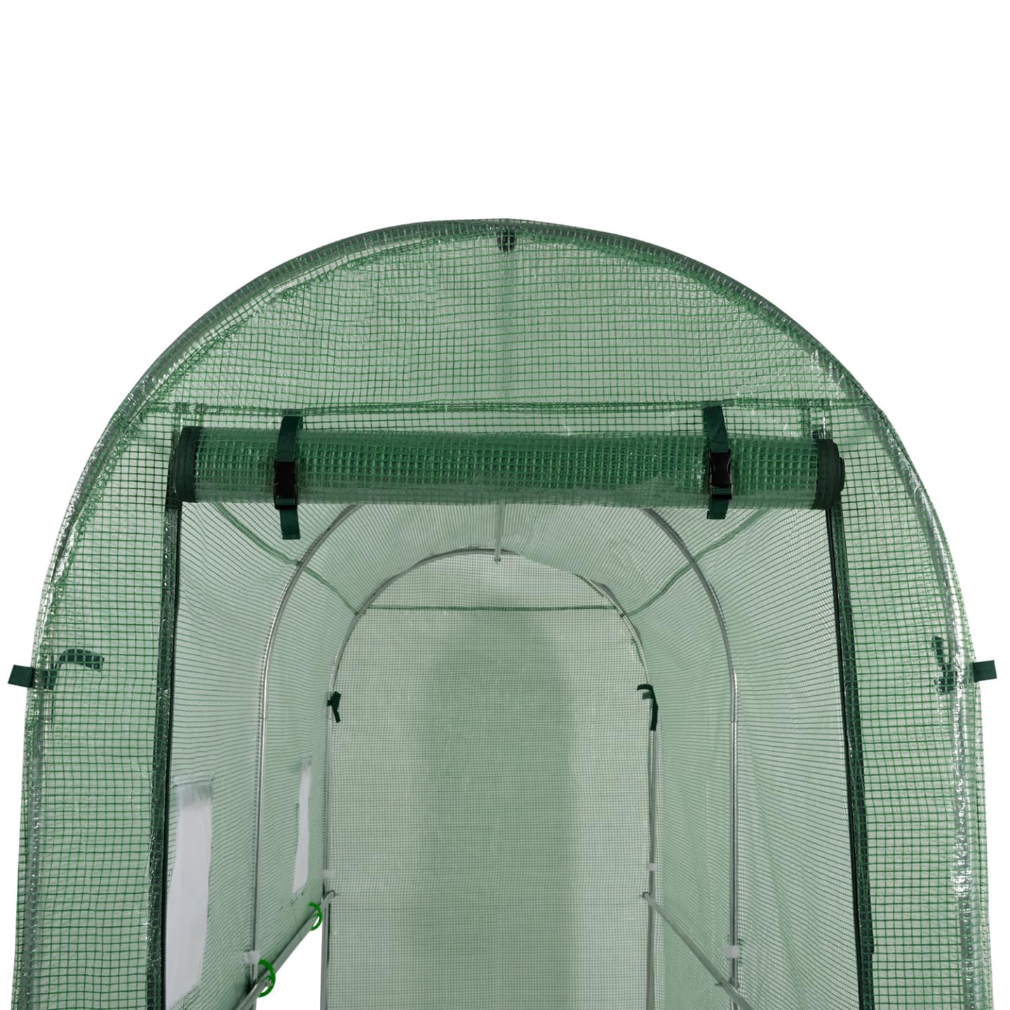 IDMarket - Serre à tomates relevable 3m² Verte 2 fenêtres avec moustiquaire et Porte zippée