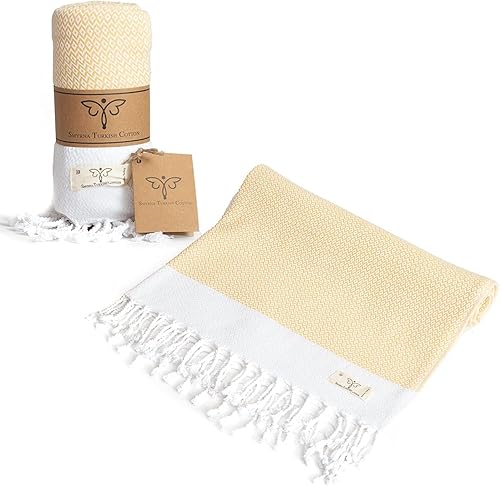 SMYRNA TURKISH COTTON Toalla de playa turca original Prelavada, 37 x 71 pulgadas Peshtemal y toalla de baño turca para spa, playa, piscina,