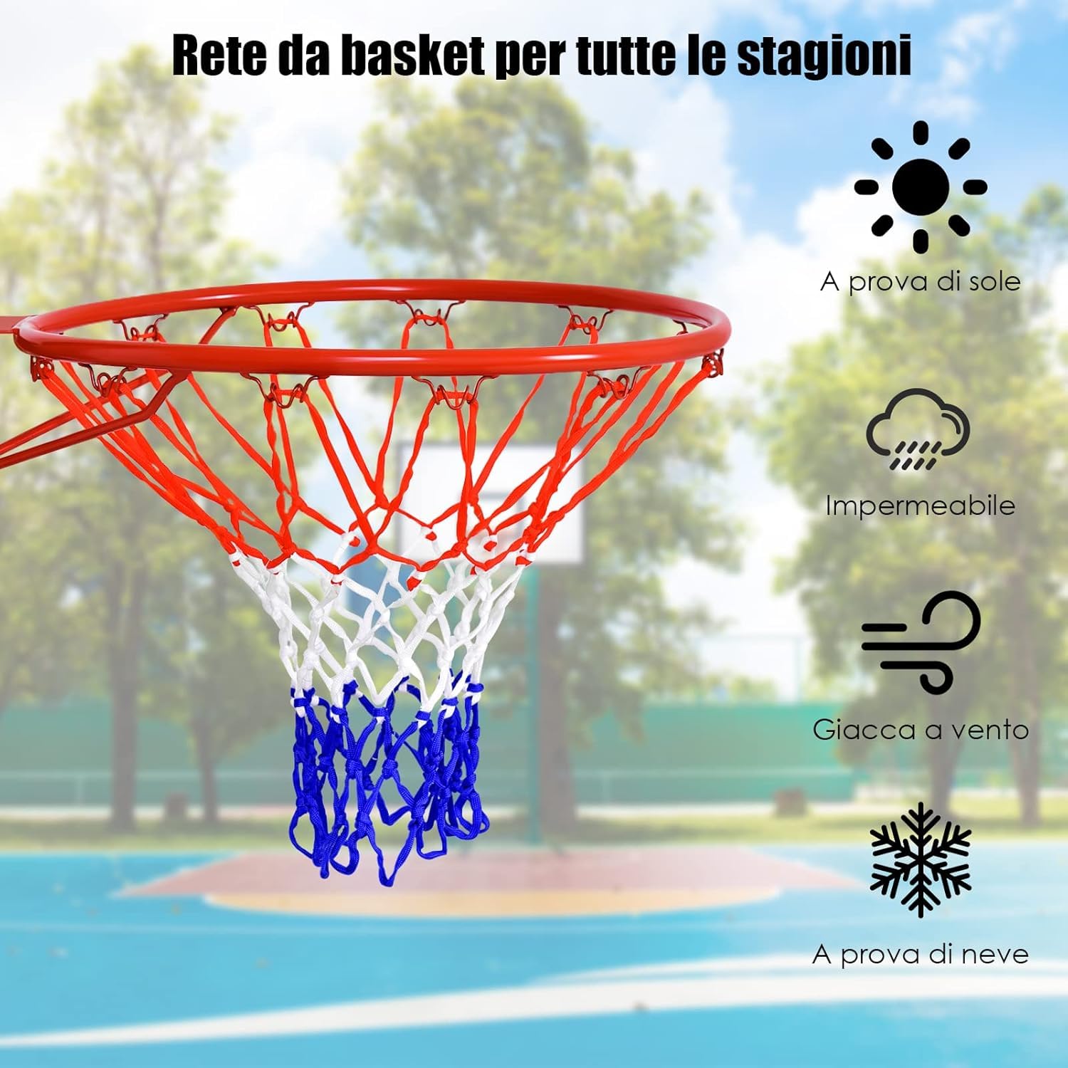GYMAX Anello Canestro da Basket, in Ferro e PE, Rete di Pallacanestro a Muro, per Bambini e Adulti, Facile da Montare, Diametro di 46cm