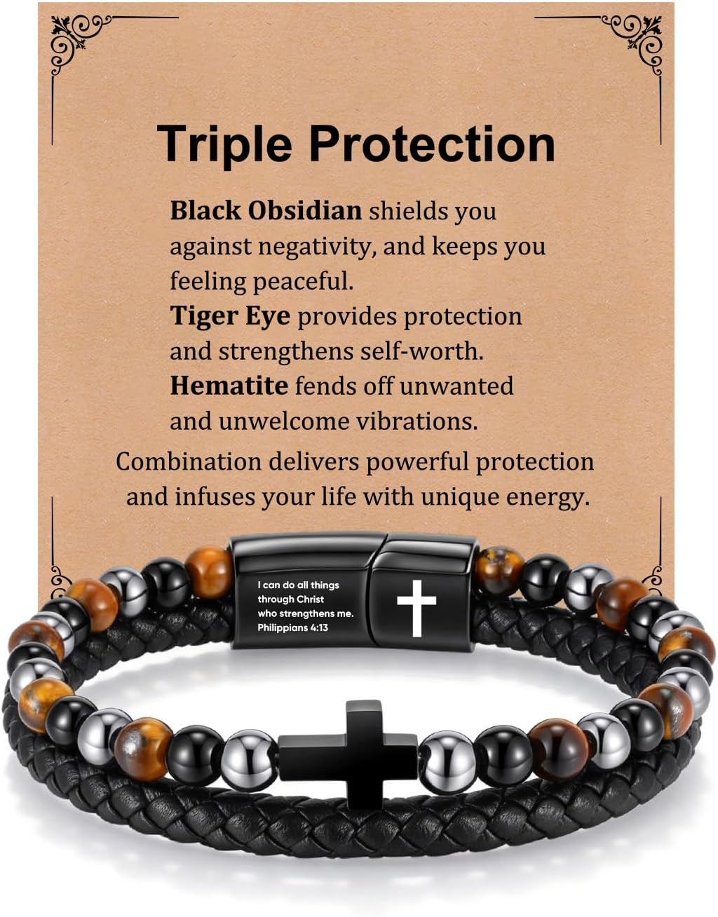 Pulsera religiosa de cuentas para hombre miniatura 1