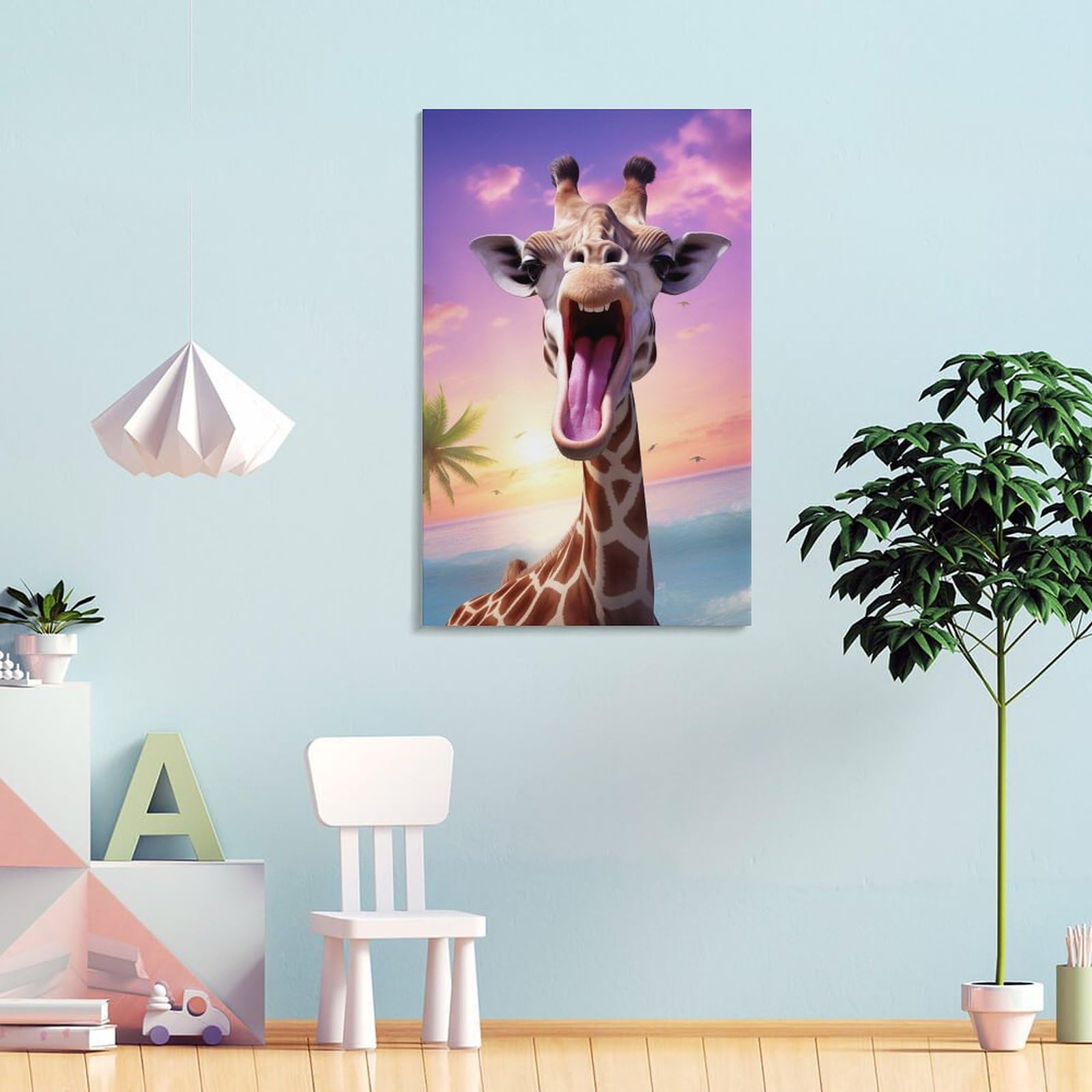 Stampa artistica giraffa, arte da parete animale safari in stile