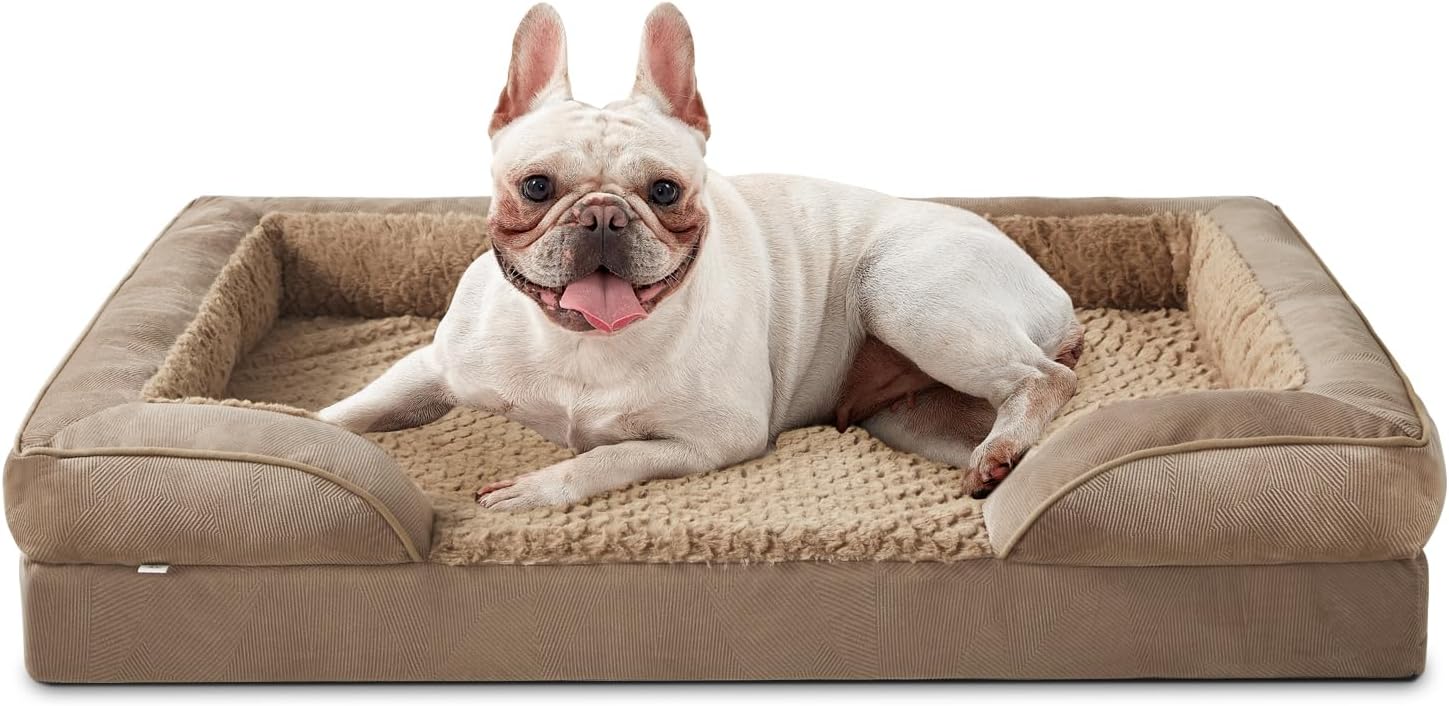 INVENHO Camas ortopédicas medianas para perros medianos, impermeable, cama de espuma para perros con funda extraíble lavable, forro impermeable y