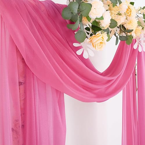 Miniatura 73 de Socomi Wedding Arch Draping Fabric 29" x 20Ft 2 Panels Burgundy Sheer Outdoor Curtain Drapes Extra Long for Bridal Baby Shower Ceremony Birthday