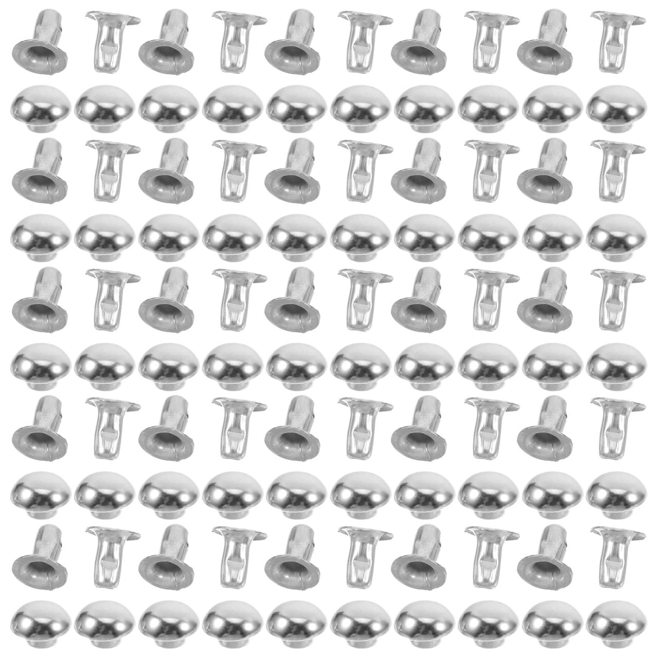 Veemoon 100 Remaches Metálicos Redondos de 6mm, Forma de Hongo, Estilo Punk, para DIY en Pulseras y Collares de Perro, Plata