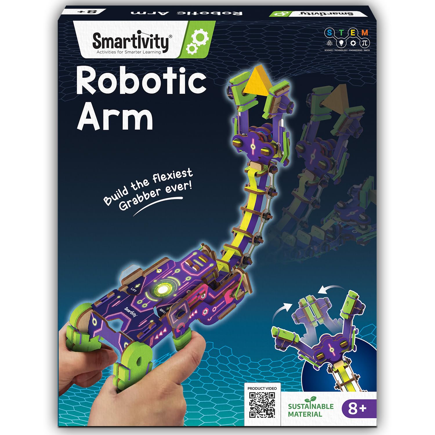 Smartivity Robotic Arm STEM Kit for Kids 8-14 Years | Build a Handheld Claw with Flexible Neck & Triggers | Educational Engineering & Science Toy for Creative Play-image-13