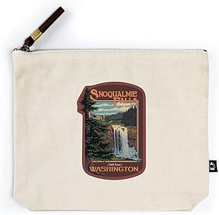 Lantern Press Snoqualmie Falls, Washington, Day, Contour (100% Cotton Canvas Travel Accessory Go Bag)