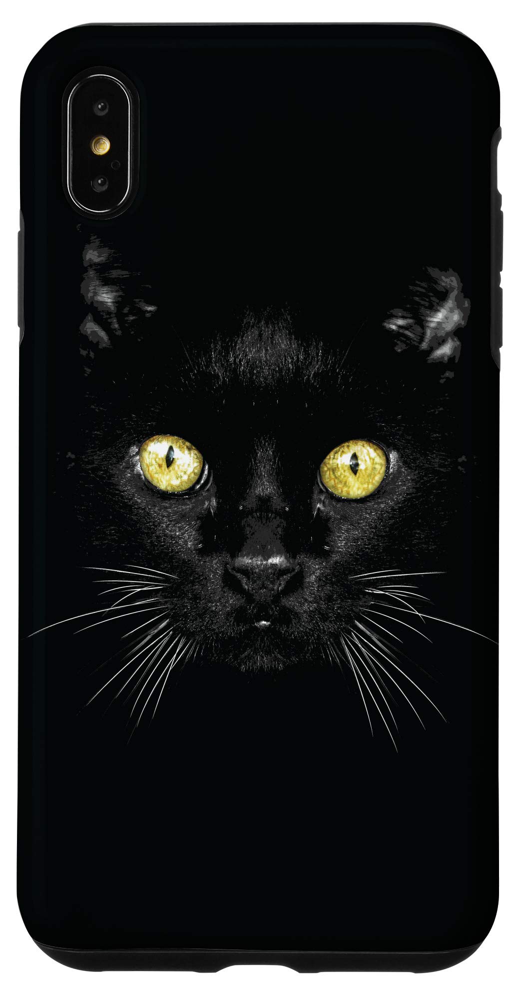 iPhone XS Max Black Cat Face Yellow Eyes Kitty Kitten Cat Case