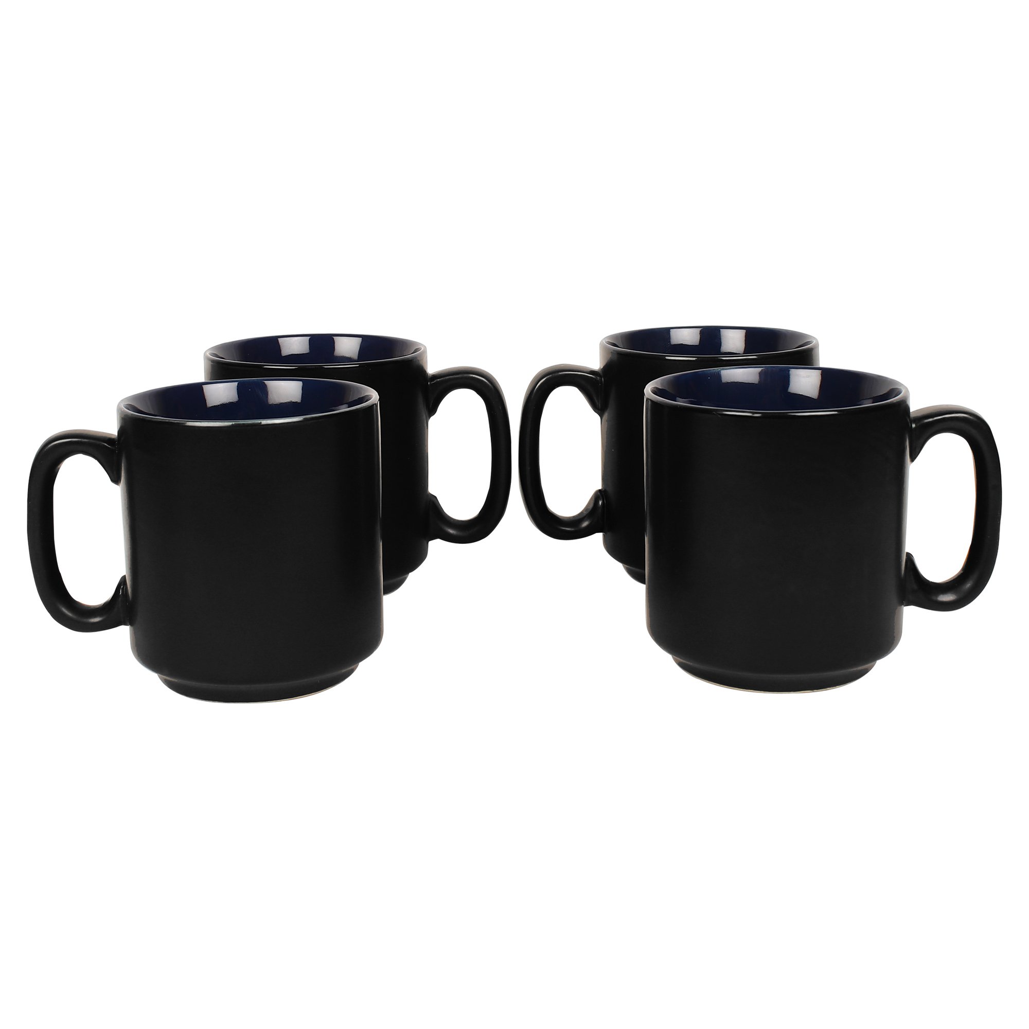 KITTENS Black Matt Finish with Inside Dark Blue Ceramic Coffee Mugs, 200 ml - Set of 4 (B079D874VW) Amazon Price History, Amazon Price Tracker
