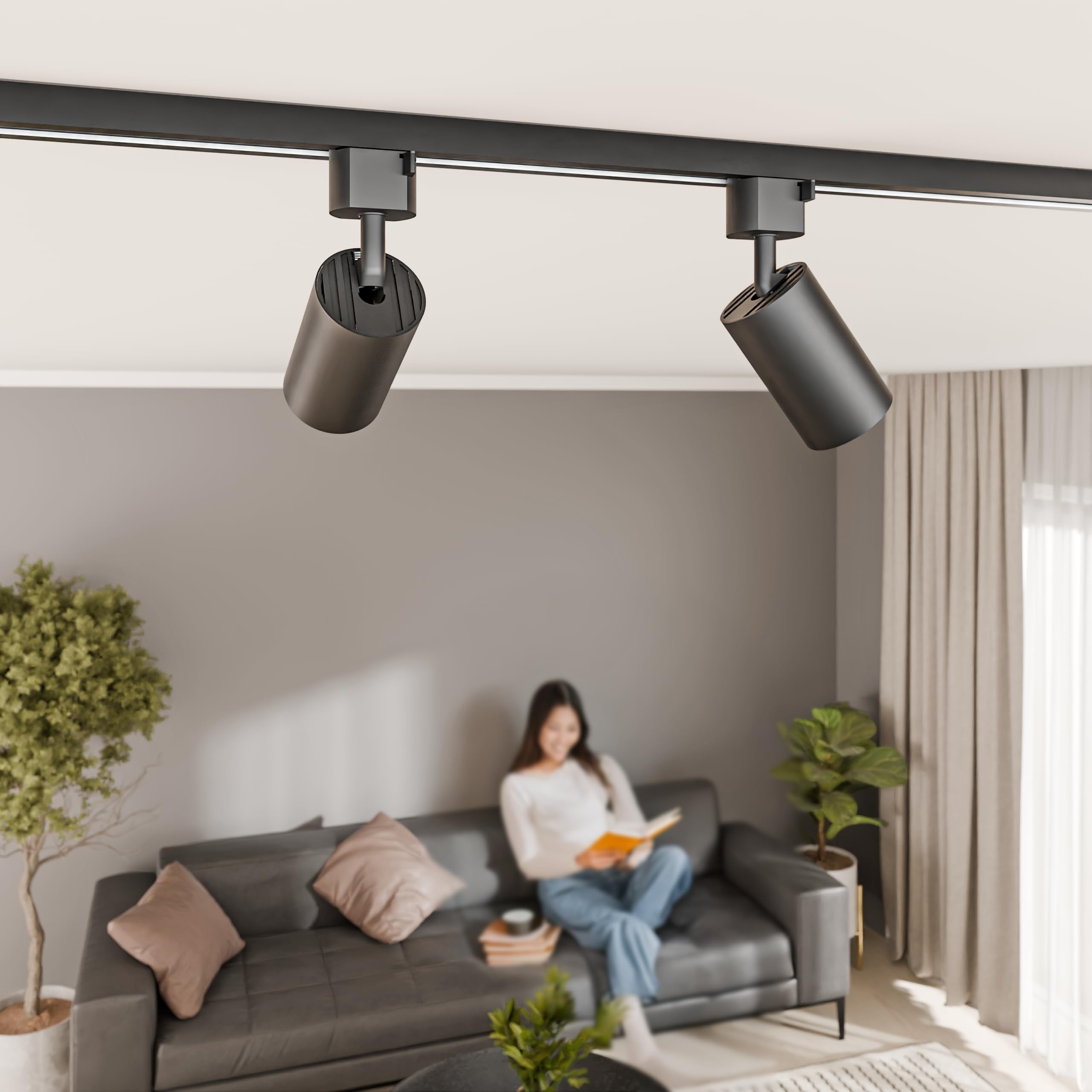 Modernes Schienensystem, Komplettset | 1 m | Deckenstrahler | Deckenleuchte | Strahler mit 4 GU10-Leuchtmitteln | Strahler | Deckenstrahler | Deckenleuchte | Lampe (1x1M / 4xGU10)