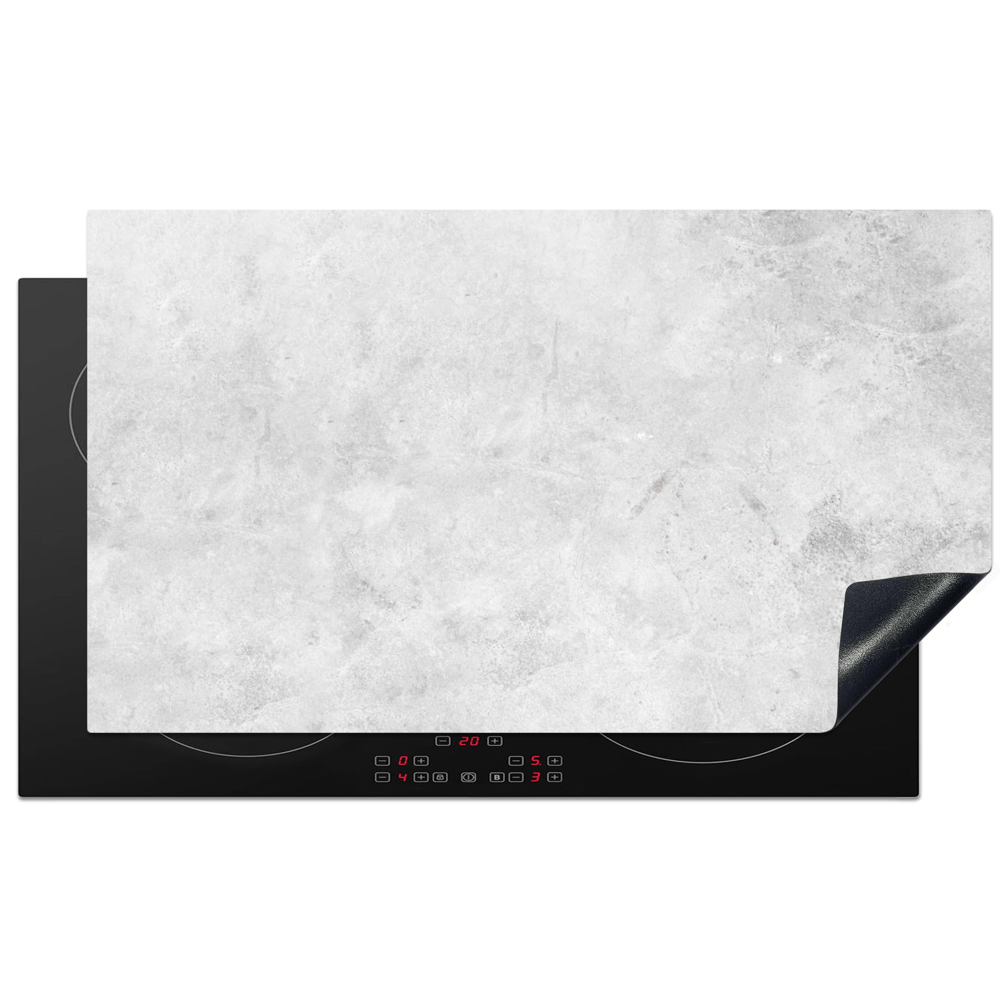 KitchenYeah© Induction Hob Cover Protector Mat 20.5"x35.4" / 90x52 cm Kitchen Universal Ceramic Covers for Electric Cookers Vinyl Marble - Texture - Grey - Marble Look