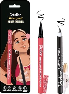 Dazller Hi-Def Eyeliner + Eyebrow Pencil |Velvet Matte|Water-Resistant|Smudge-Proof|Long Stay|Single Stroke|Precise Applic... Price In India