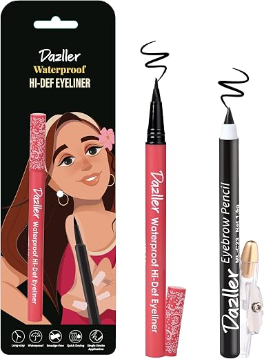 Dazller Hi-Def Eyeliner + Eyebrow Pencil |Velvet Matte|Water-Resistant|Smudge-Proof|Long Stay|Single Stroke|Precise Applic...