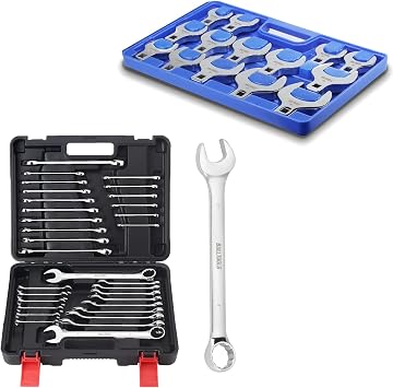 BULLTOOLS 32-Piece Combination Ratcheting Wrench Set & 14-Piece Metric Crows Foot Wrench Set