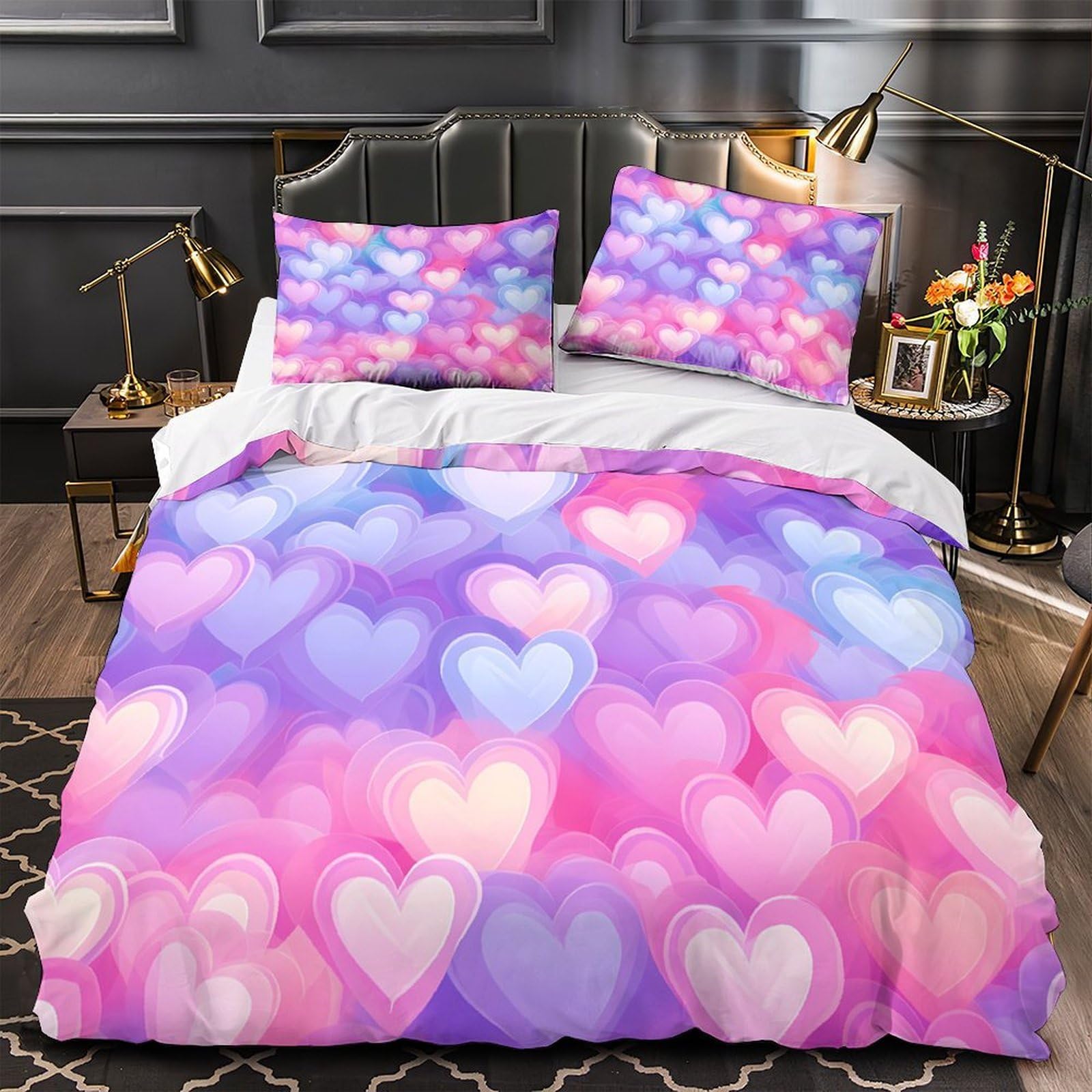 Housse de couette fermeture éclair facile parure de lit King microfibre lavable sans pli