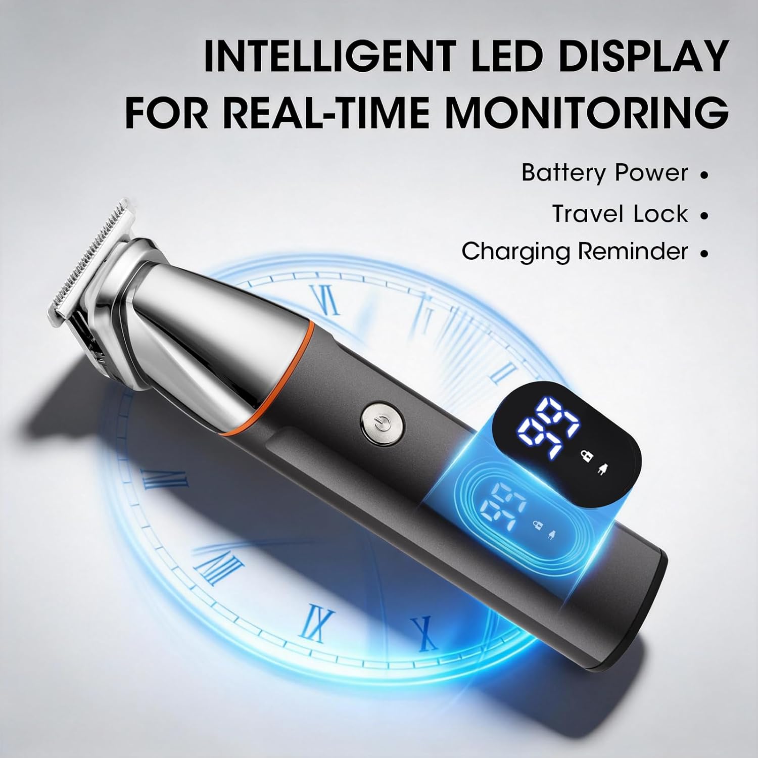 Manscape Body & Pubic Hair Trimmer for Men, 5 in 1 Mens Grooming Kits, Groin & Ball Shaver, Body Groomer with LED Display, Waterproof, No-Nick