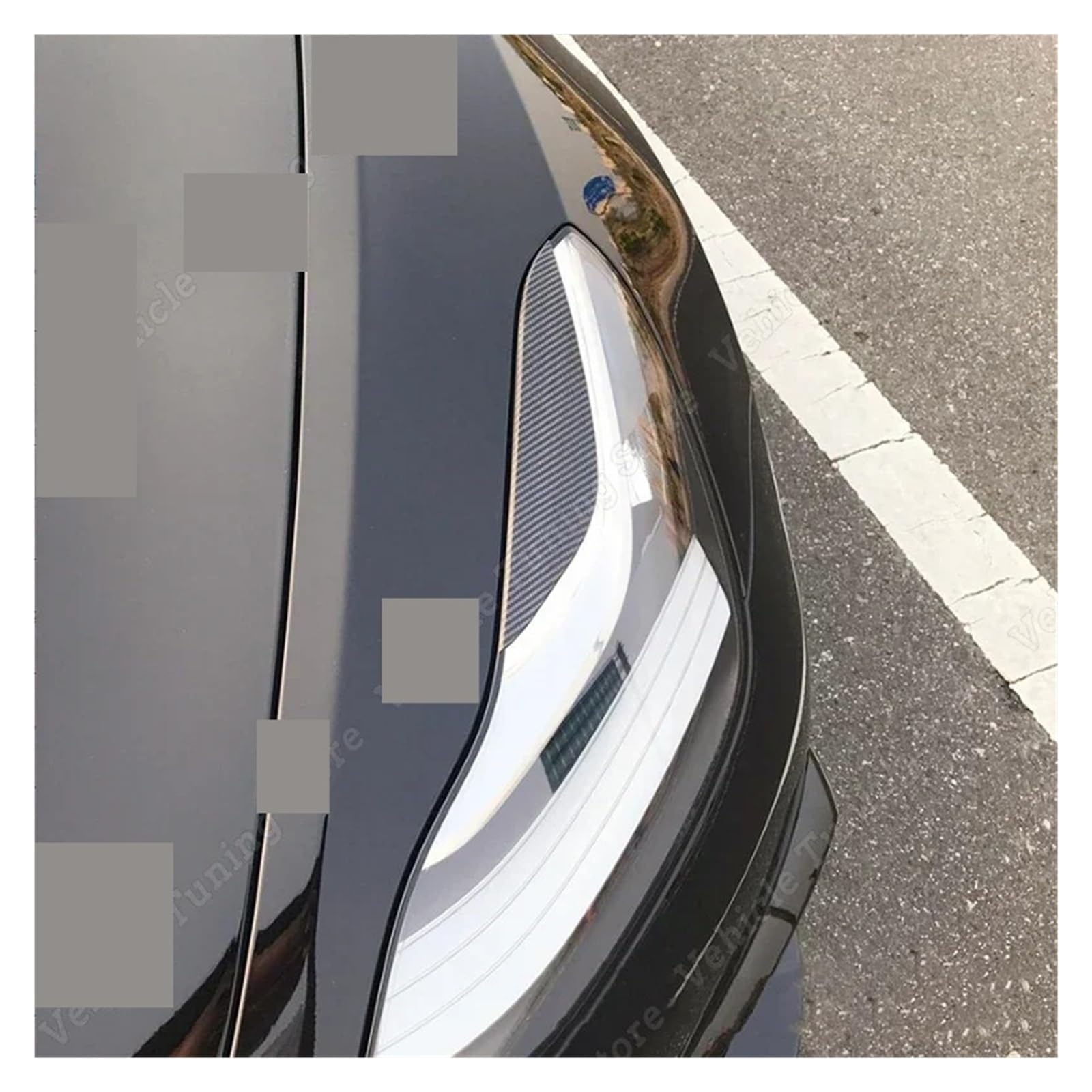 Garniture Sourcil Phare Pour Tesla Model 3 (2017-2023) - Aspect Carbone Brillant, Protection Et Style Pour Phares Avant